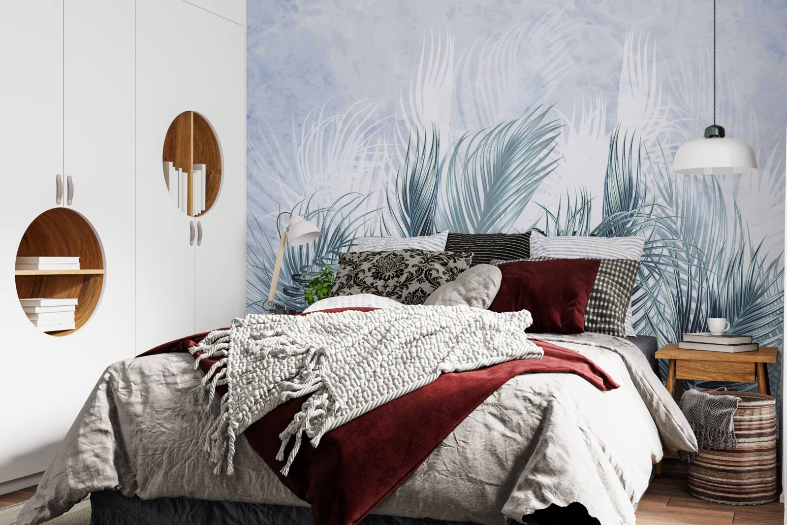 Fotobehang veren zijn als mist tussen de bladeren