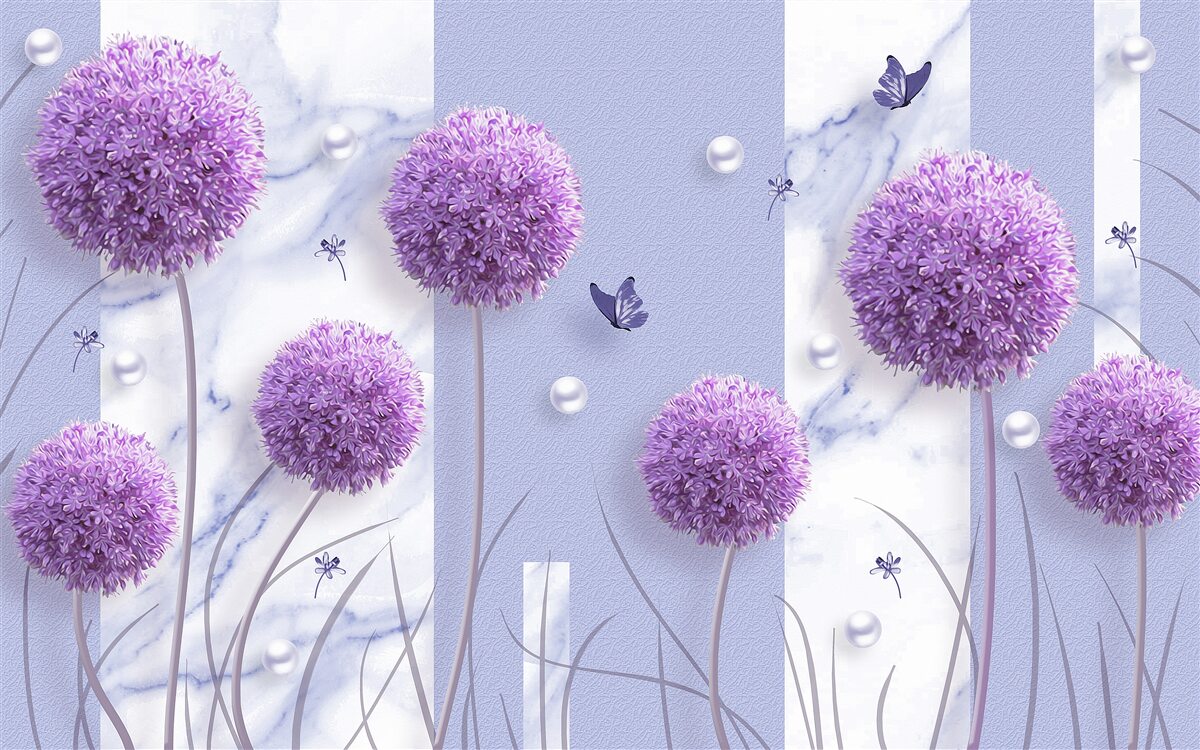 Fotobehang bloemhoofdjes van lelieweiden