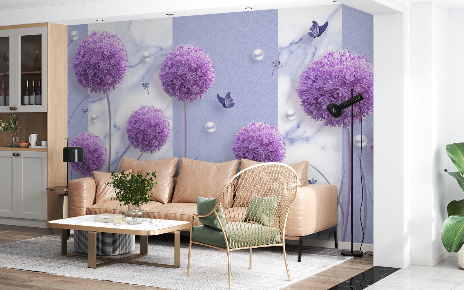 Fotobehang bloemhoofdjes van lelieweiden