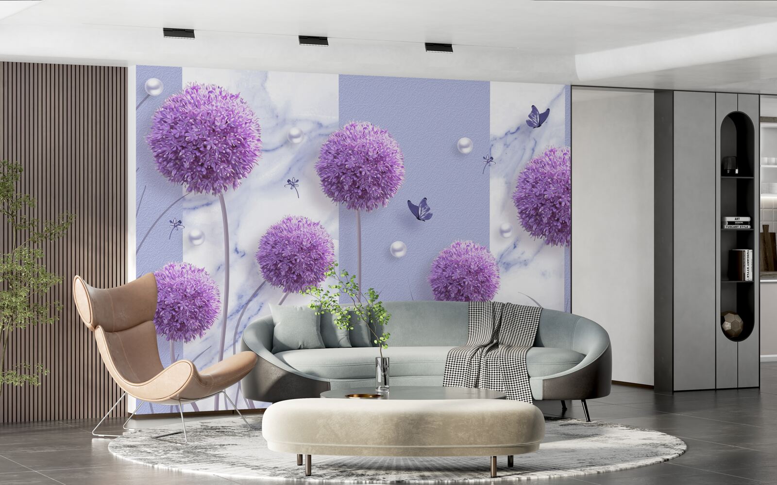 Fotobehang bloemhoofdjes van lelieweiden