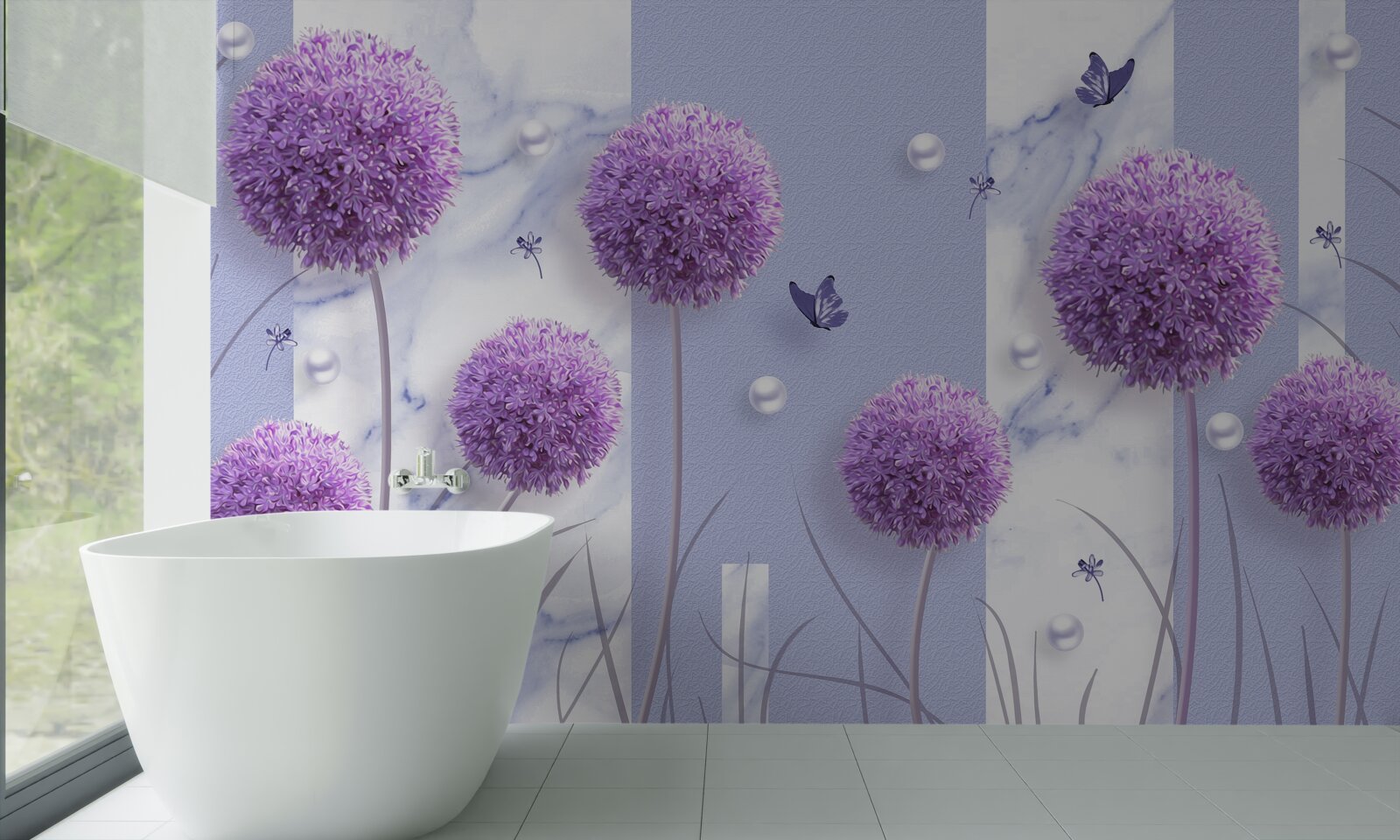 Fotobehang bloemhoofdjes van lelieweiden