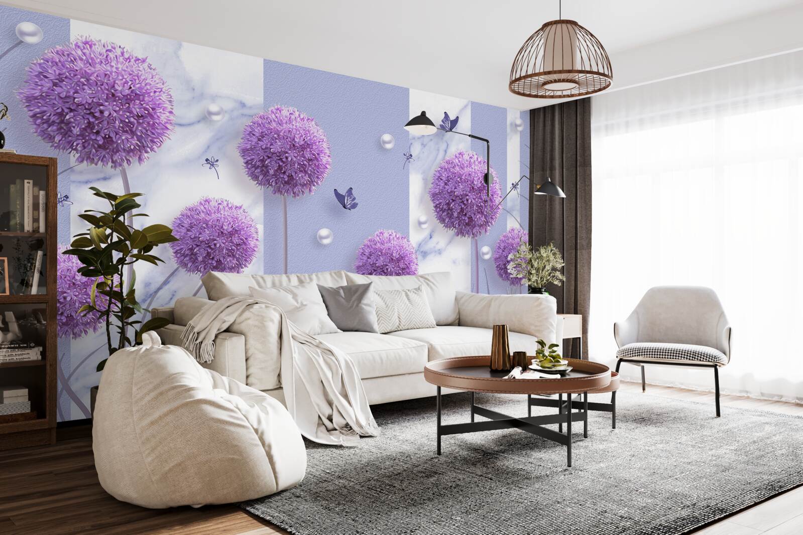 Fotobehang bloemhoofdjes van lelieweiden