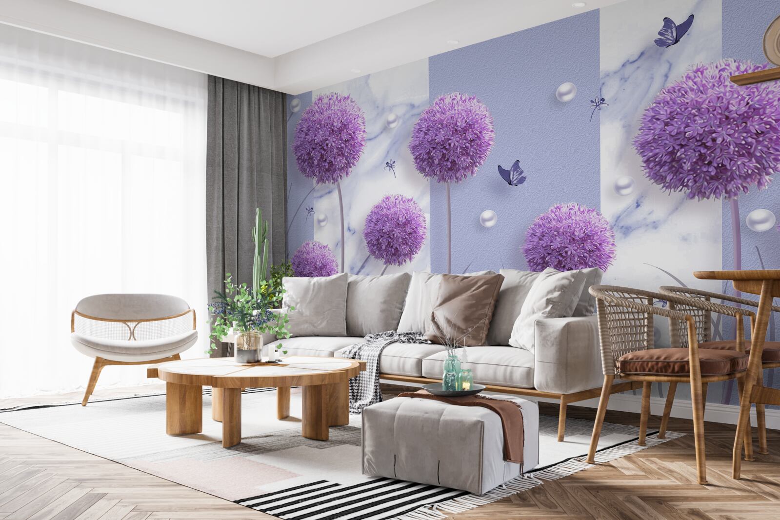 Fotobehang bloemhoofdjes van lelieweiden