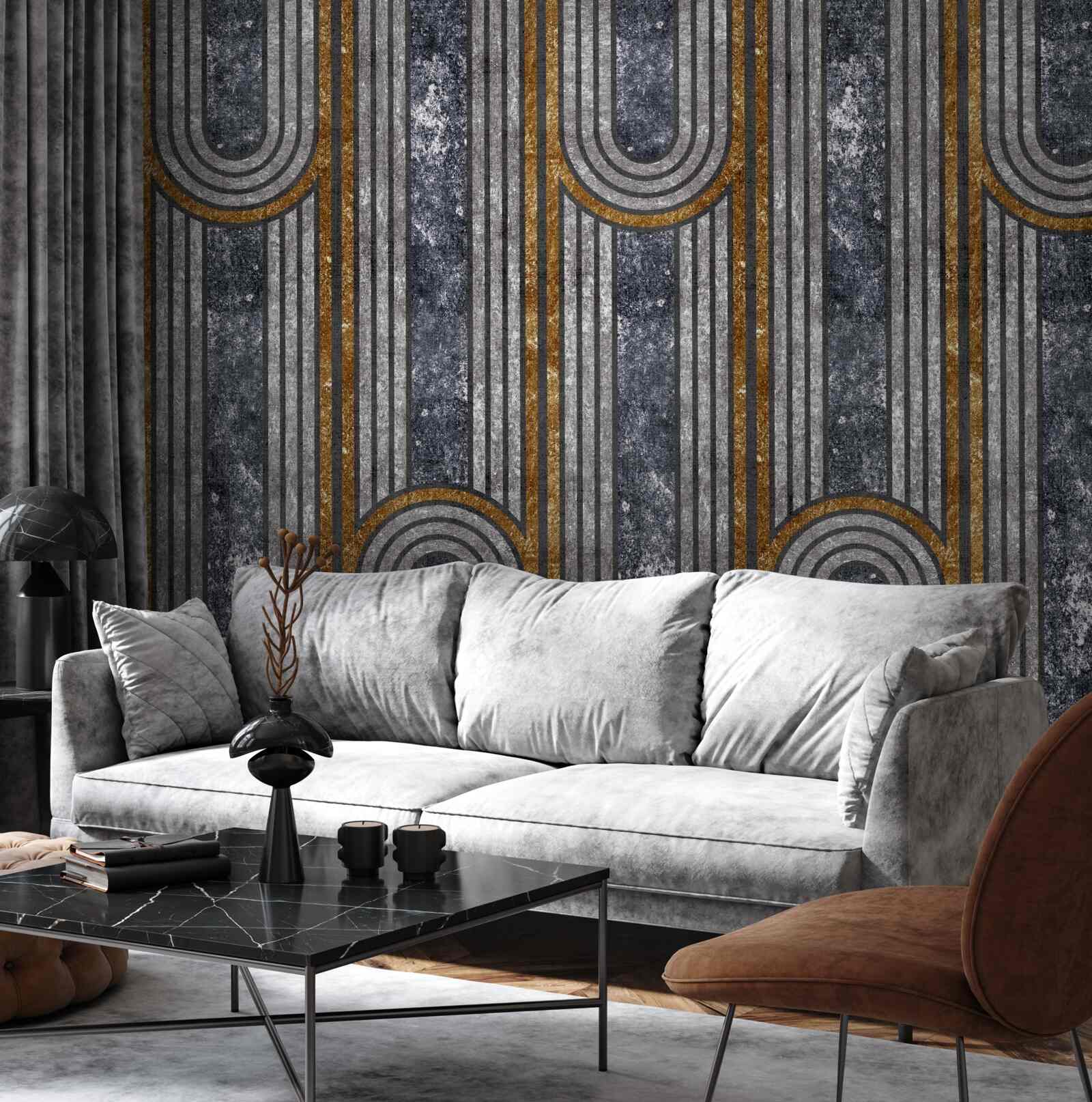 Fotobehang verticale lijnen die recht blijven en lijnen die buigen