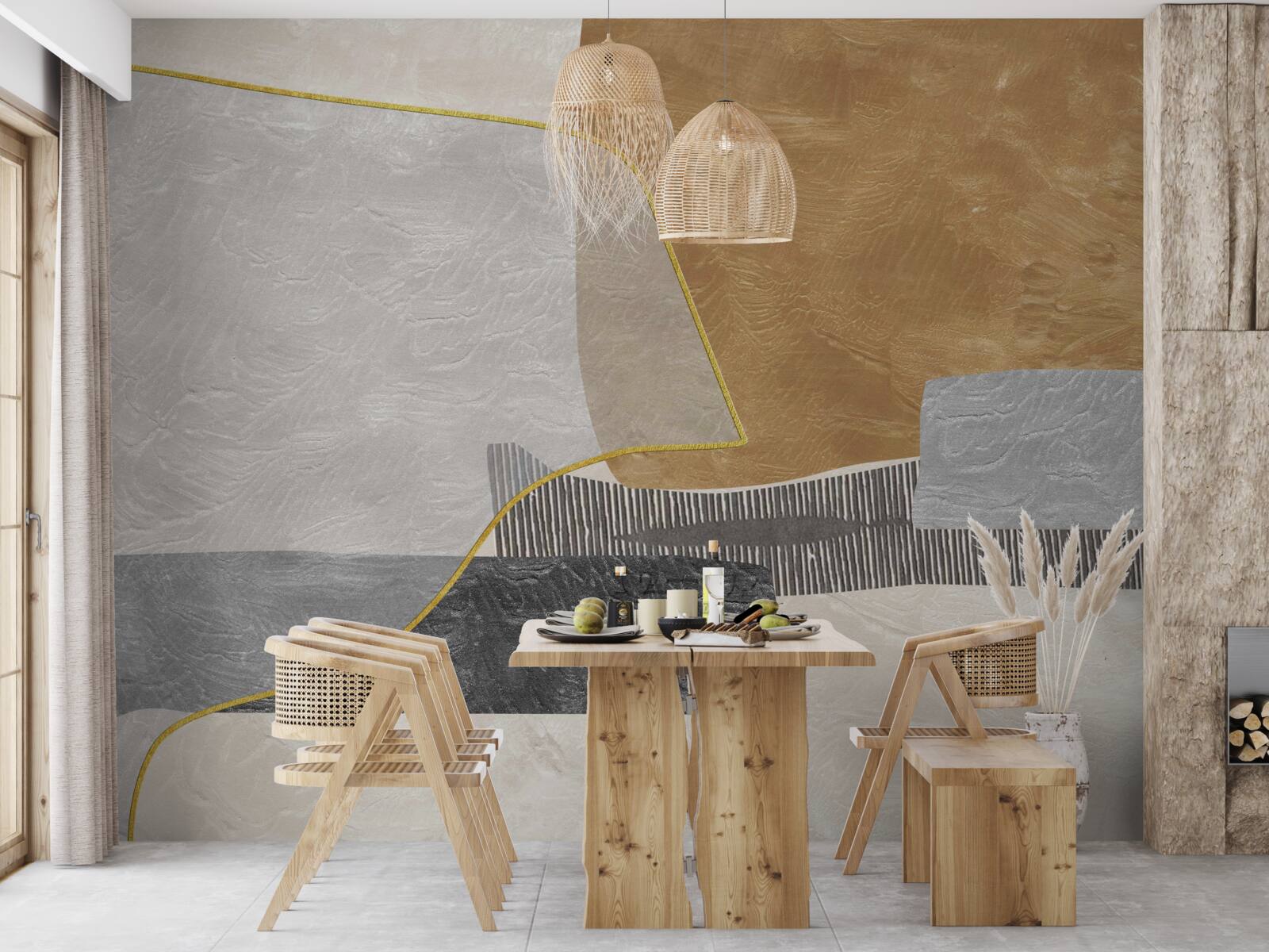 Fotobehang schip overwint waterige ruimtes van abstractie