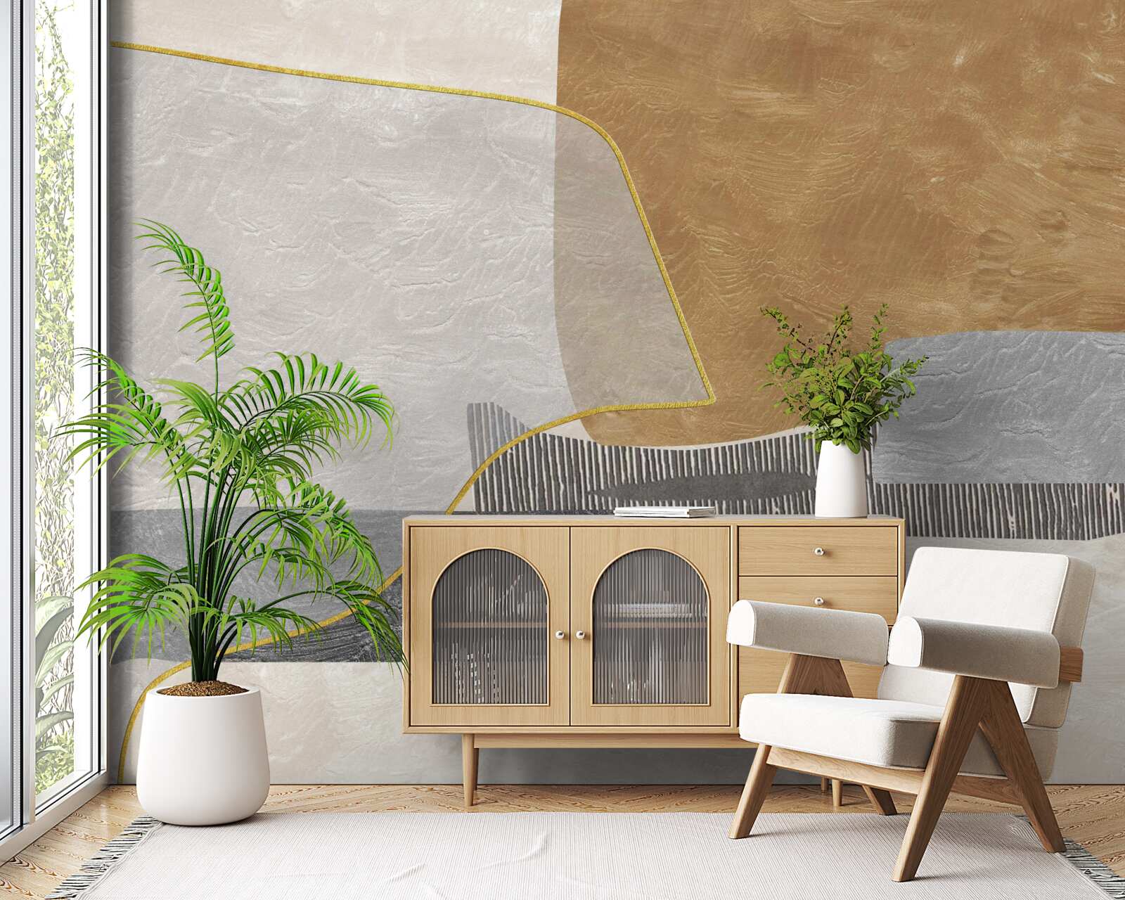 Fotobehang schip overwint waterige ruimtes van abstractie