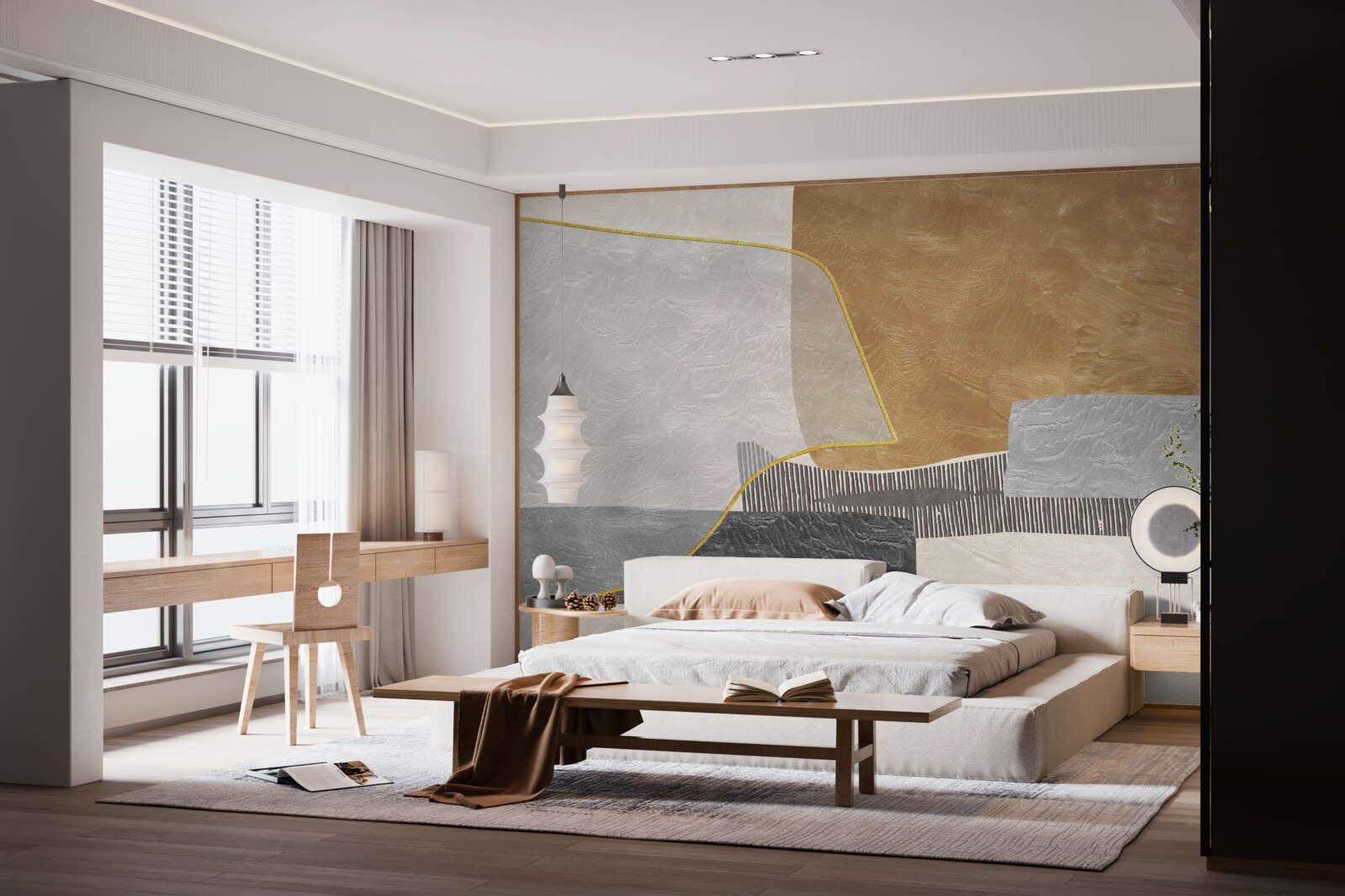 Fotobehang schip overwint waterige ruimtes van abstractie