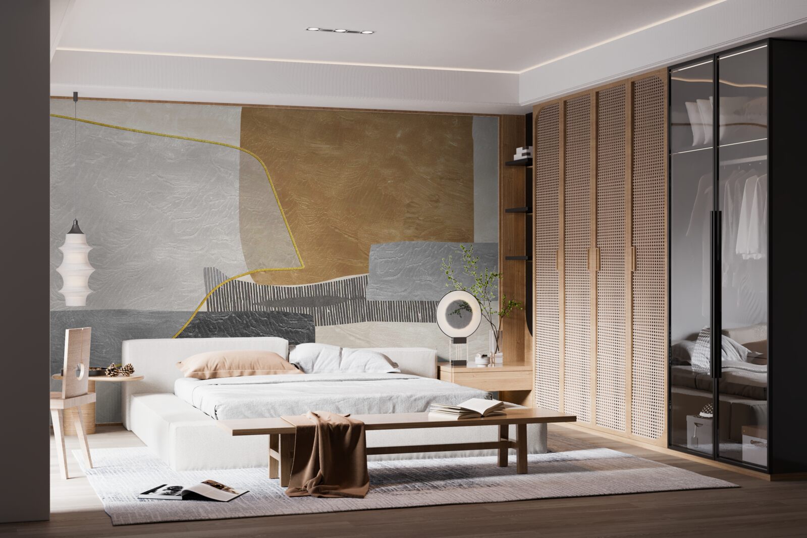 Fotobehang schip overwint waterige ruimtes van abstractie