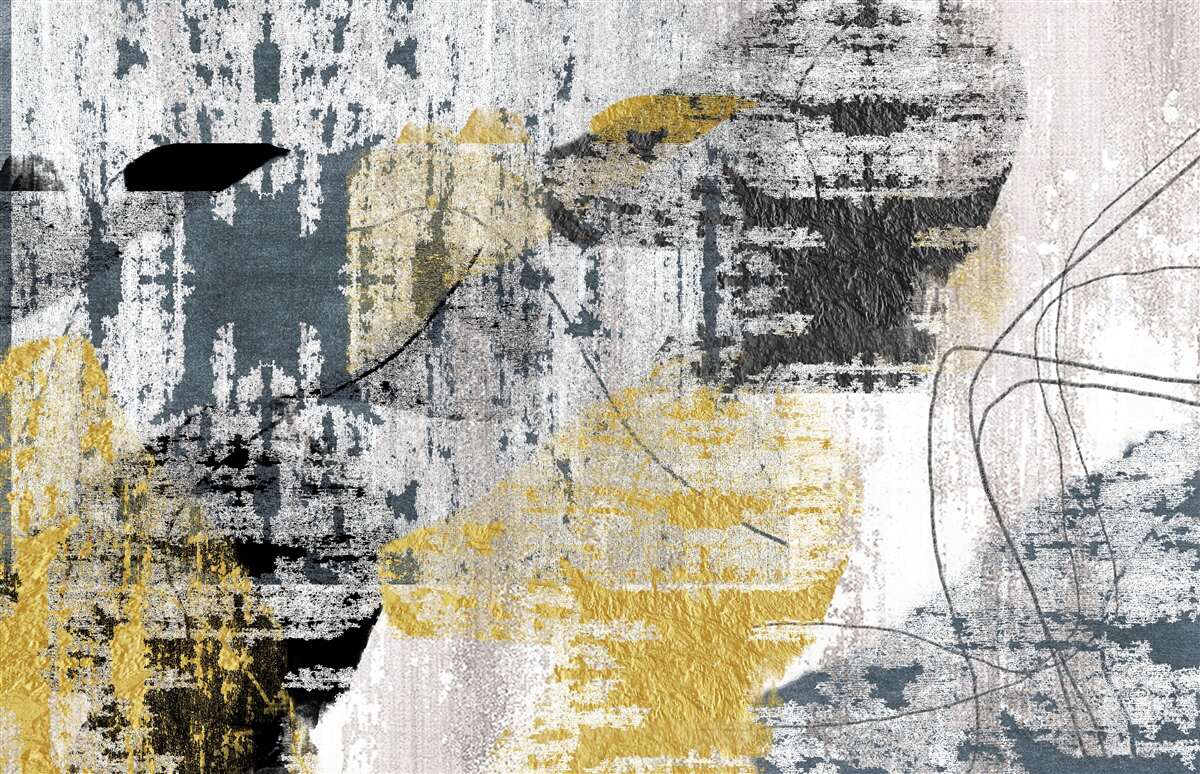 Fotobehang achtergrond gemaakt van een abstractie van zwarte en gouden tinten