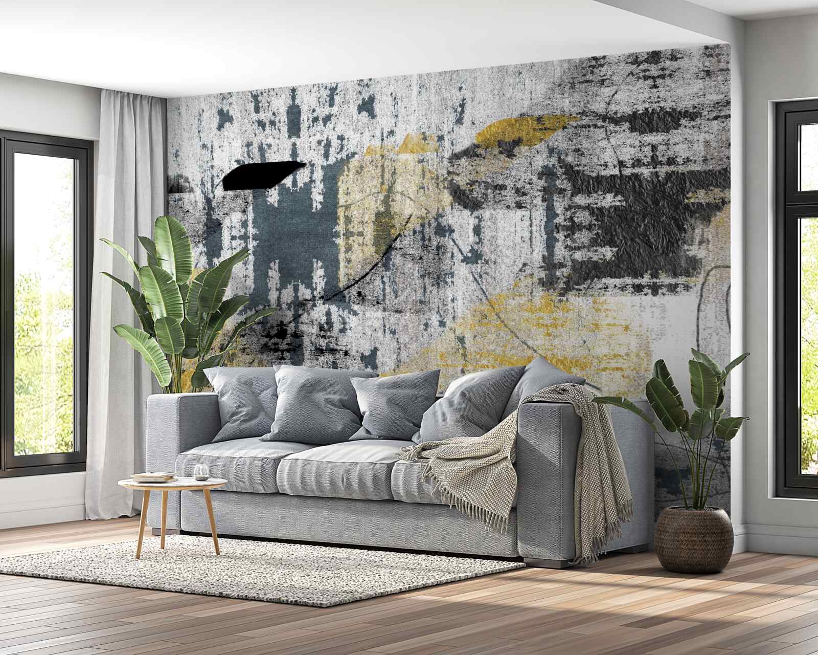 Fotobehang achtergrond gemaakt van een abstractie van zwarte en gouden tinten