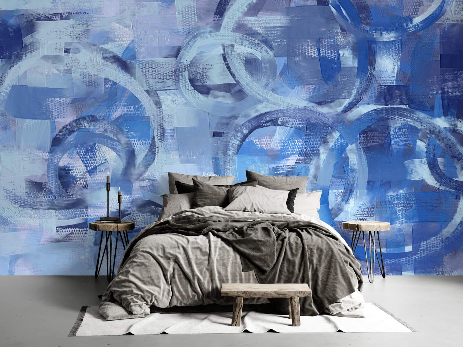 Fotobehang waterringen op een blauw oppervlak