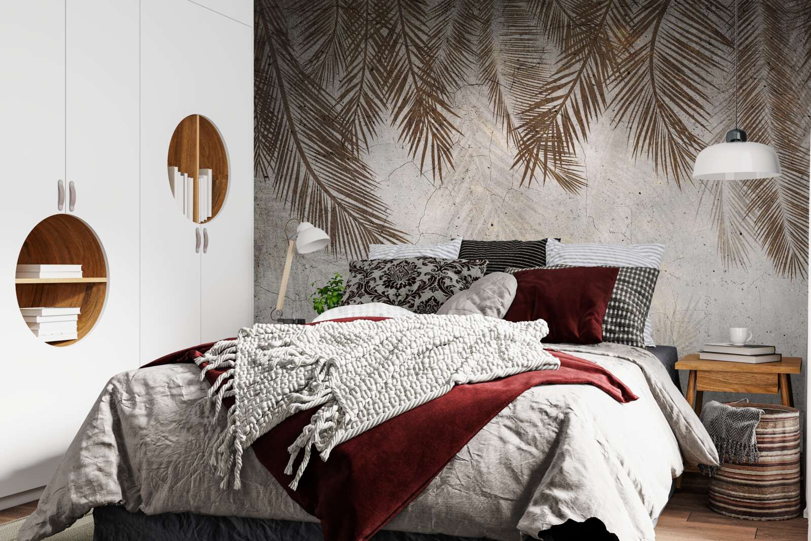 Fotobehang gouden varenbladeren hangen