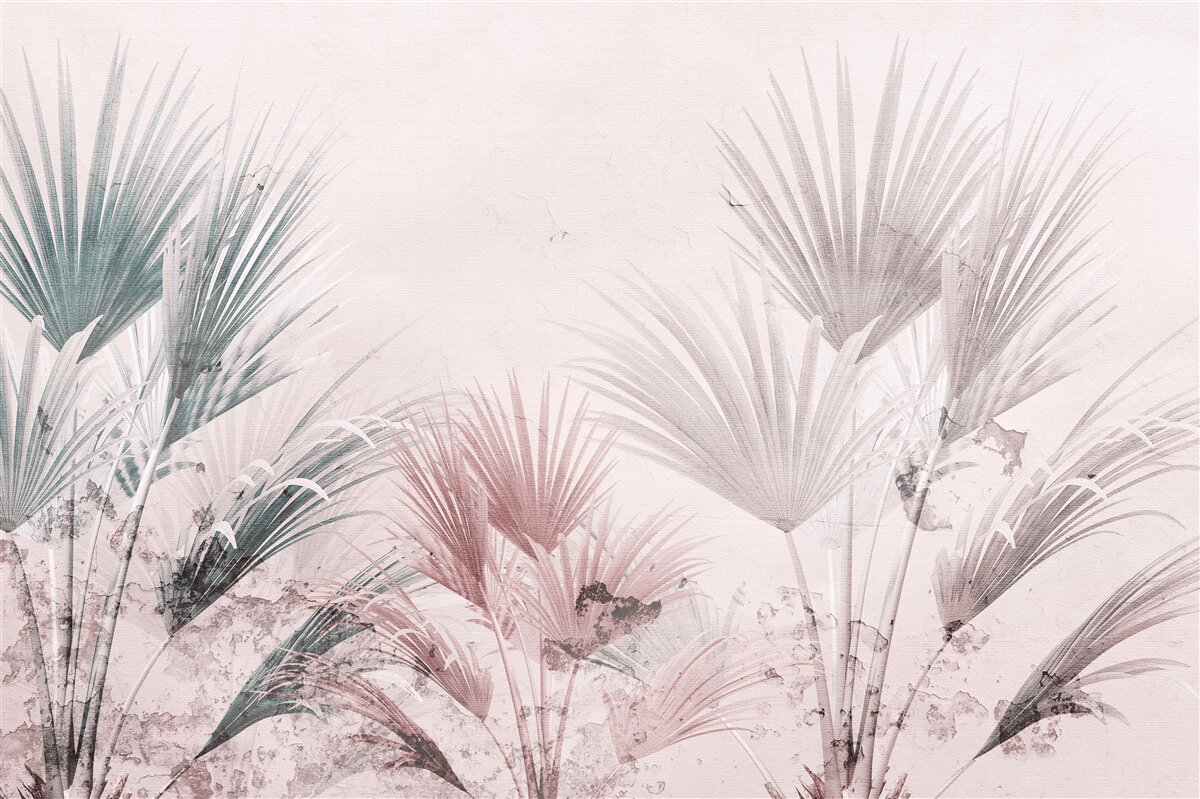 Fotobehang veelkleurige tropische varens