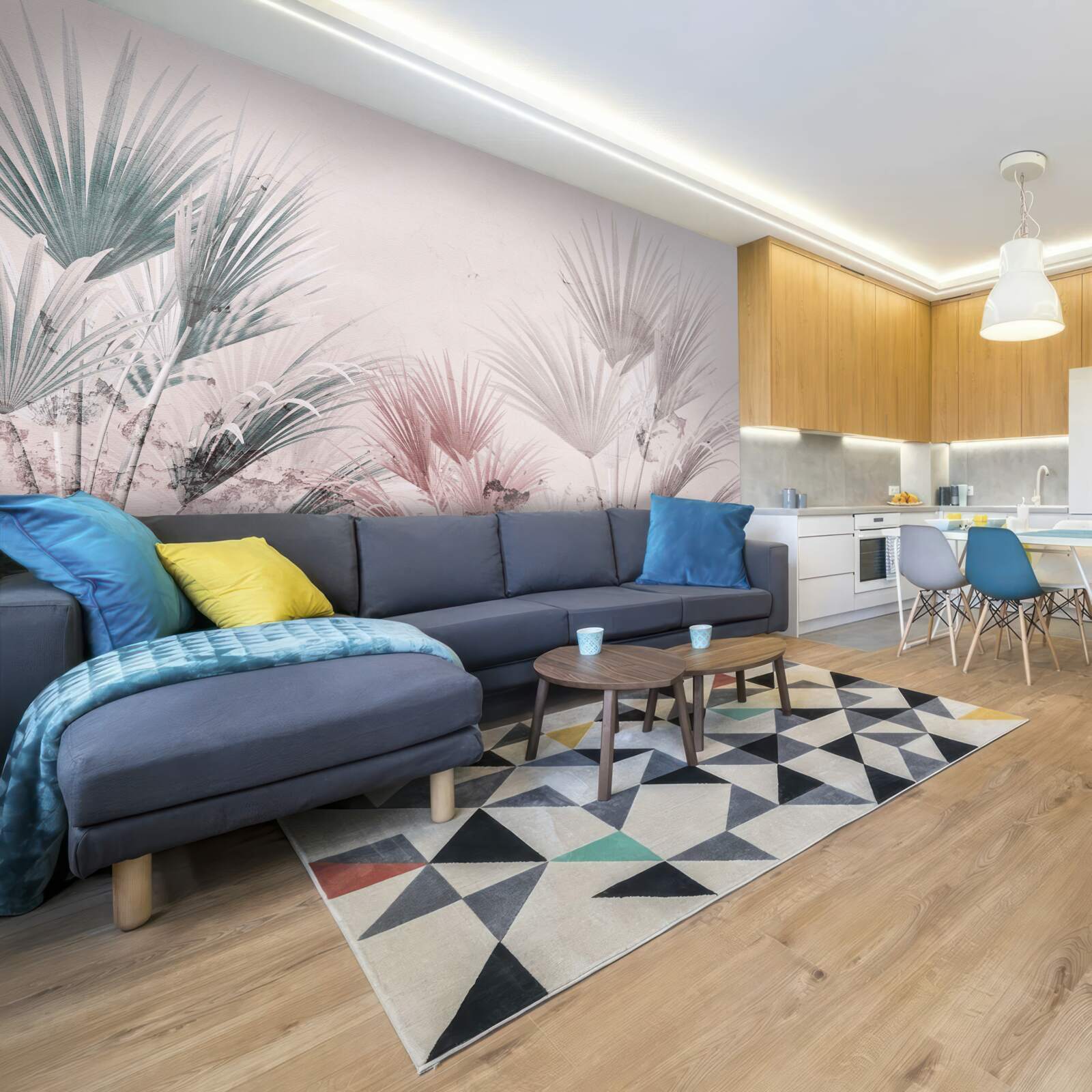 Fotobehang veelkleurige tropische varens