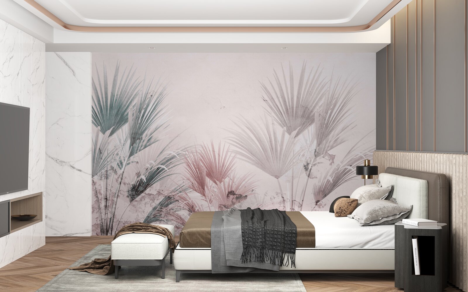 Fotobehang veelkleurige tropische varens