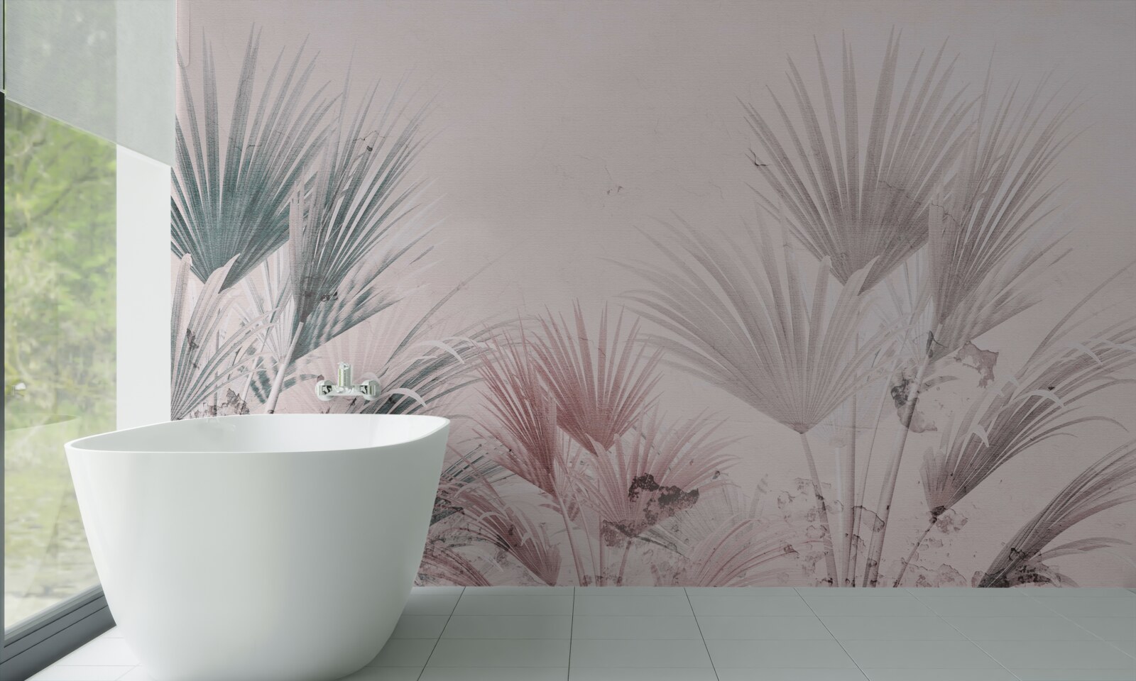 Fotobehang veelkleurige tropische varens