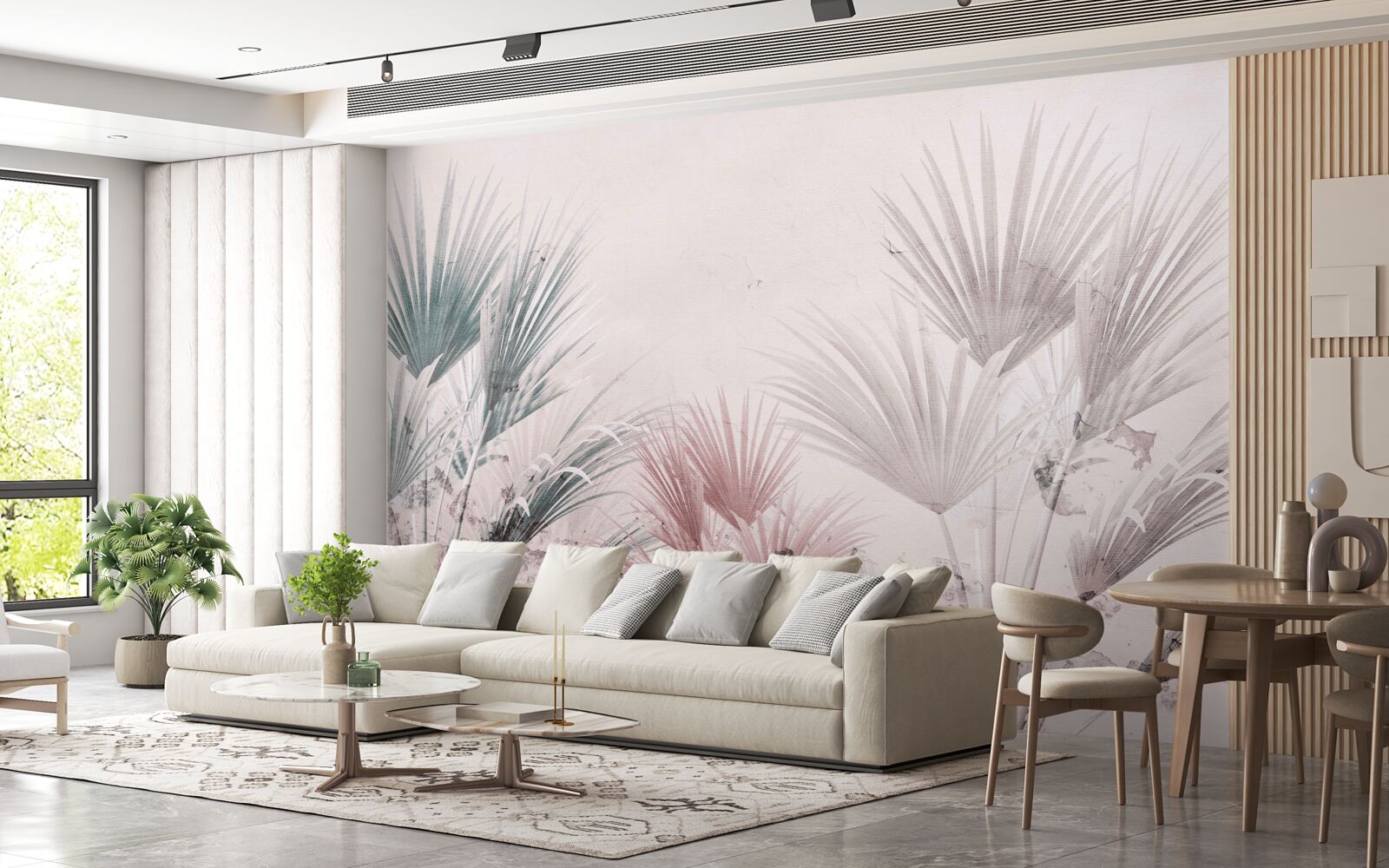 Fotobehang veelkleurige tropische varens