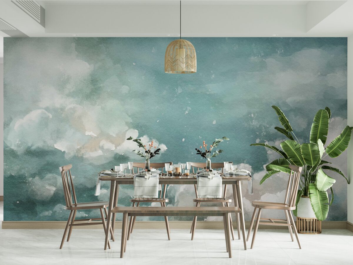 Fotobehang wolken boven het kalme wateroppervlak