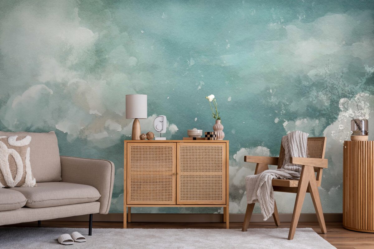 Fotobehang wolken boven het kalme wateroppervlak