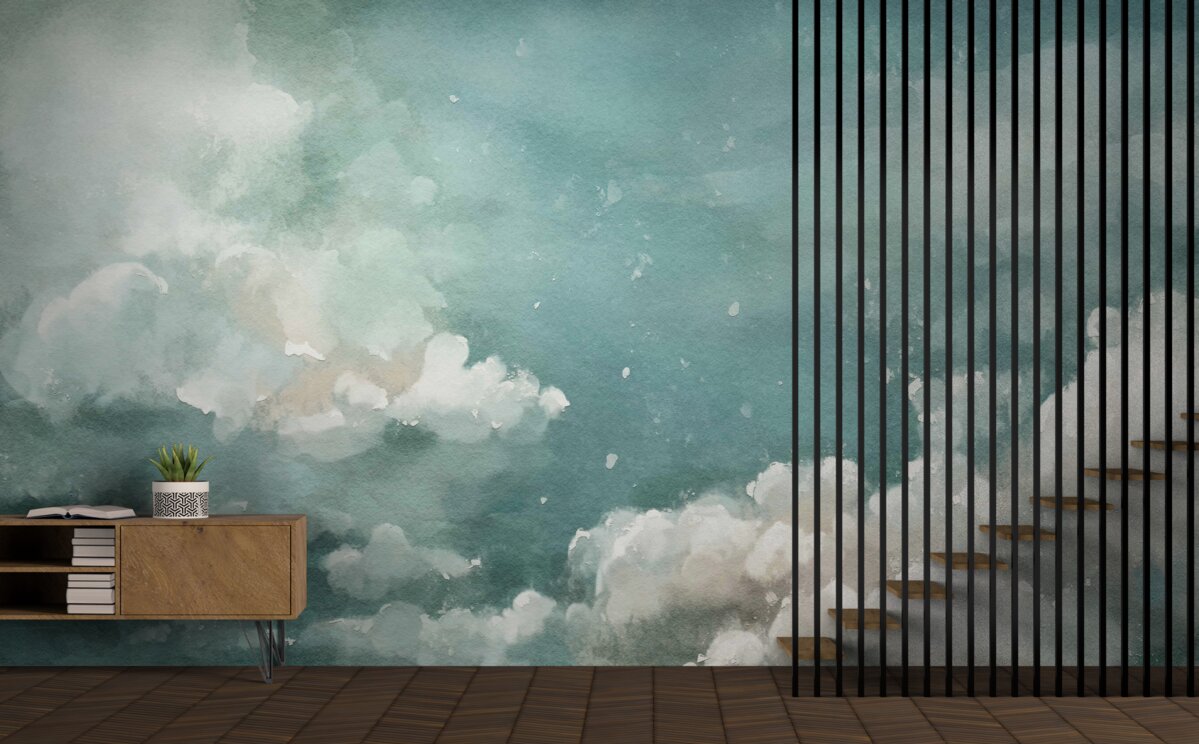 Fotobehang wolken boven het kalme wateroppervlak