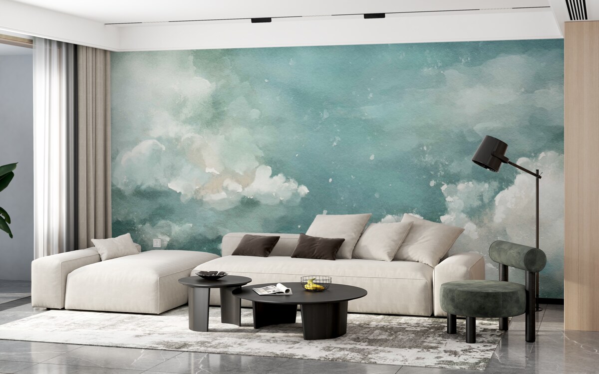 Fotobehang wolken boven het kalme wateroppervlak