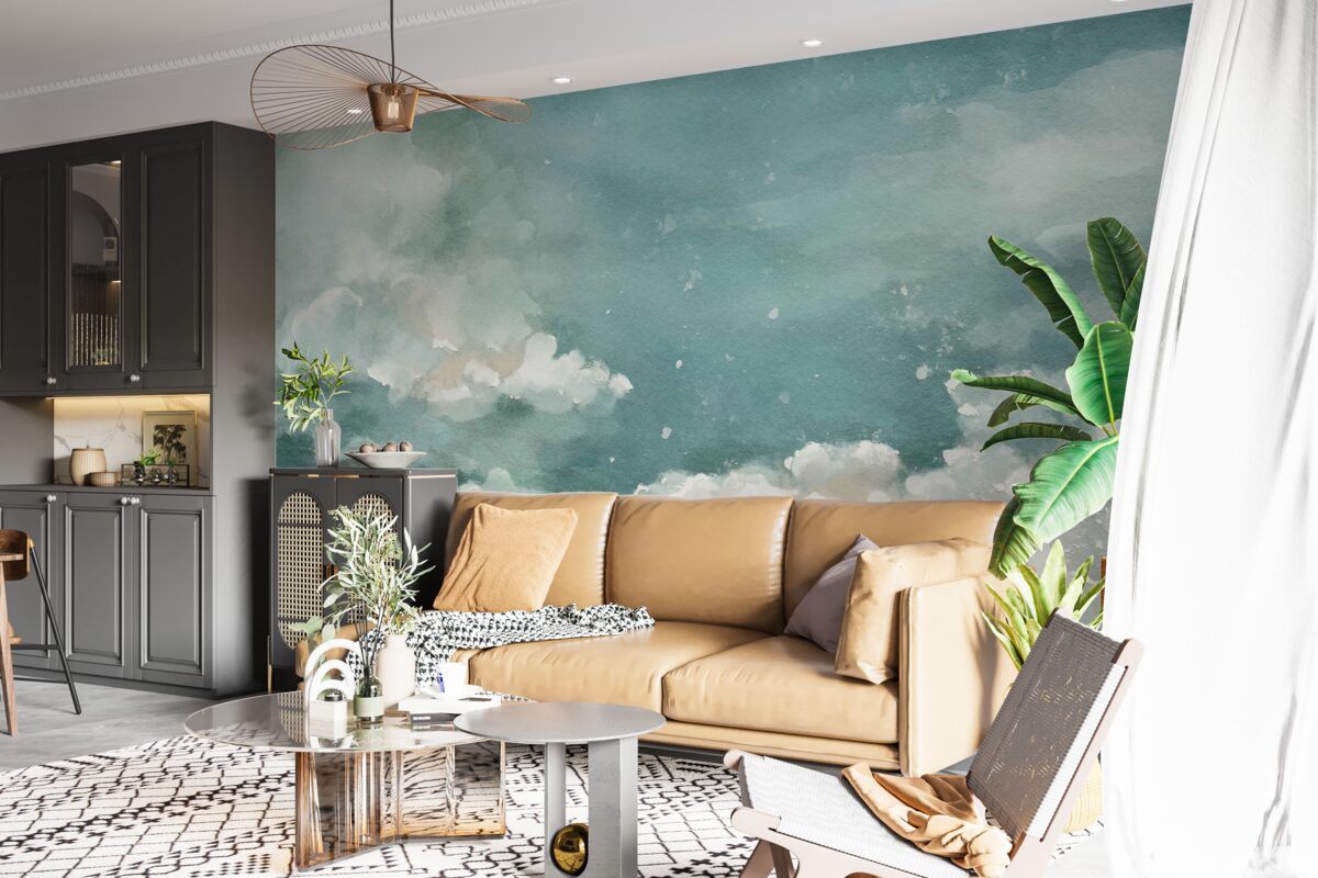 Fotobehang wolken boven het kalme wateroppervlak