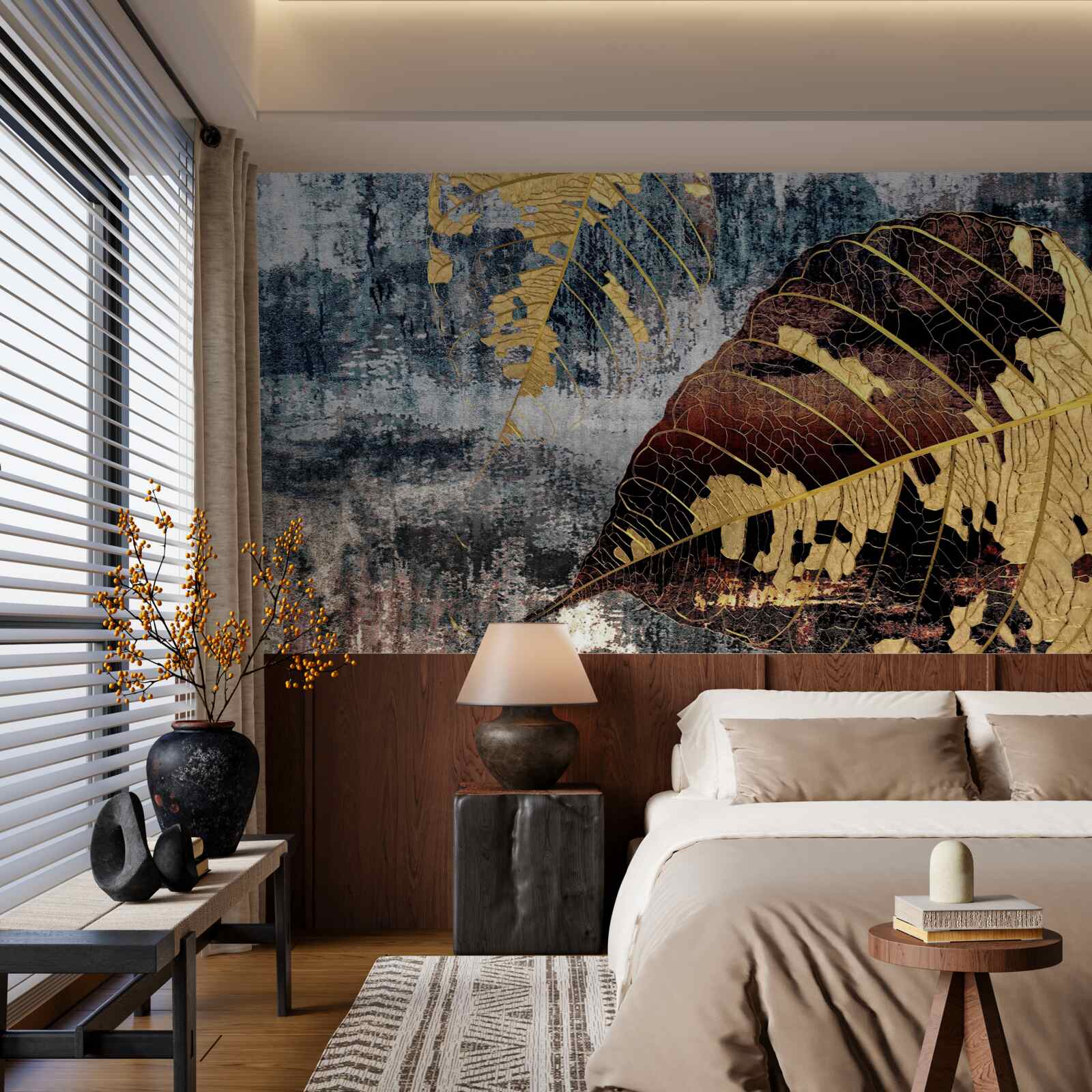 Fotobehang herfstregen over het wateroppervlak