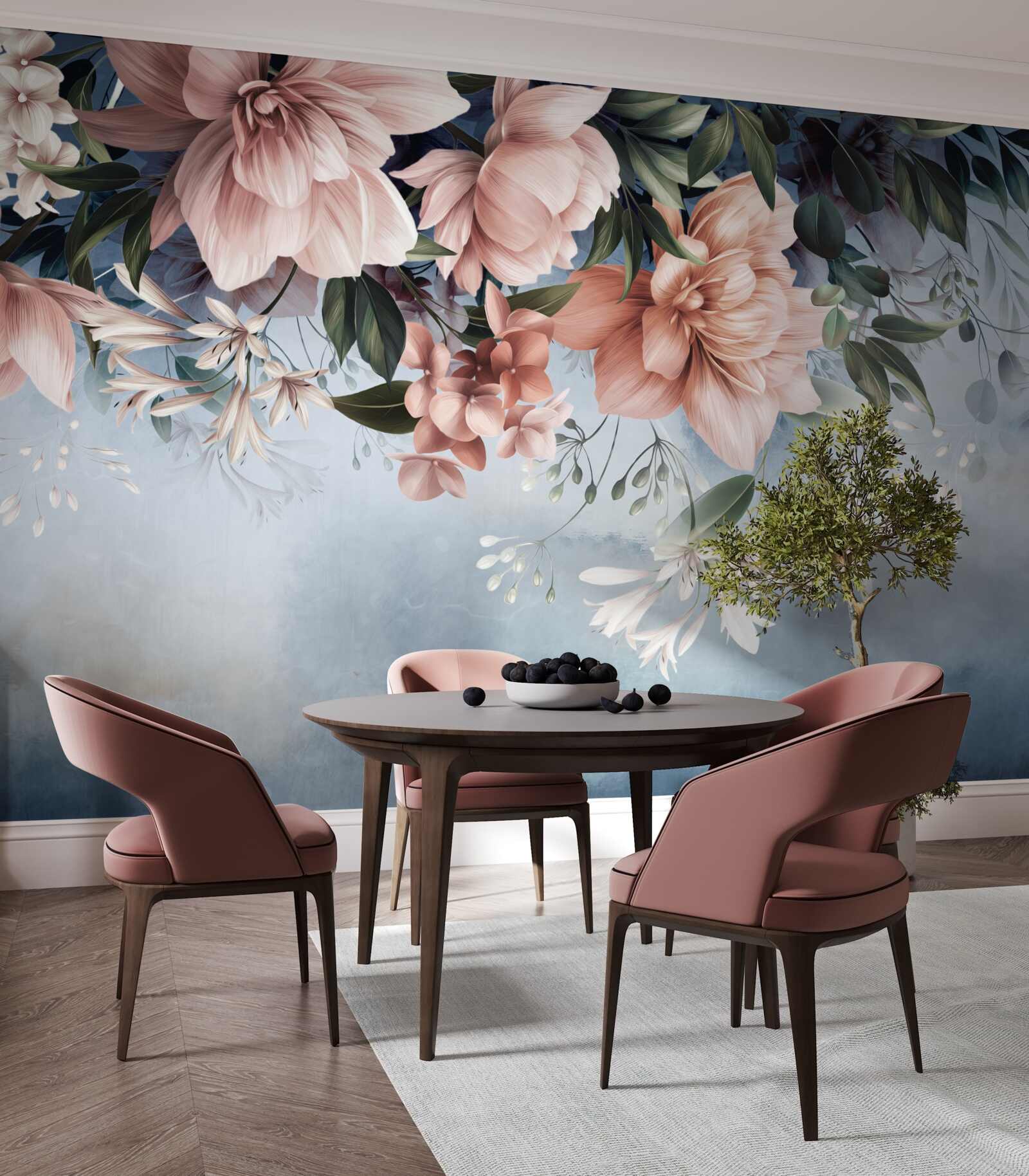 Fotobehang bloesemtakken vallen op het wateroppervlak