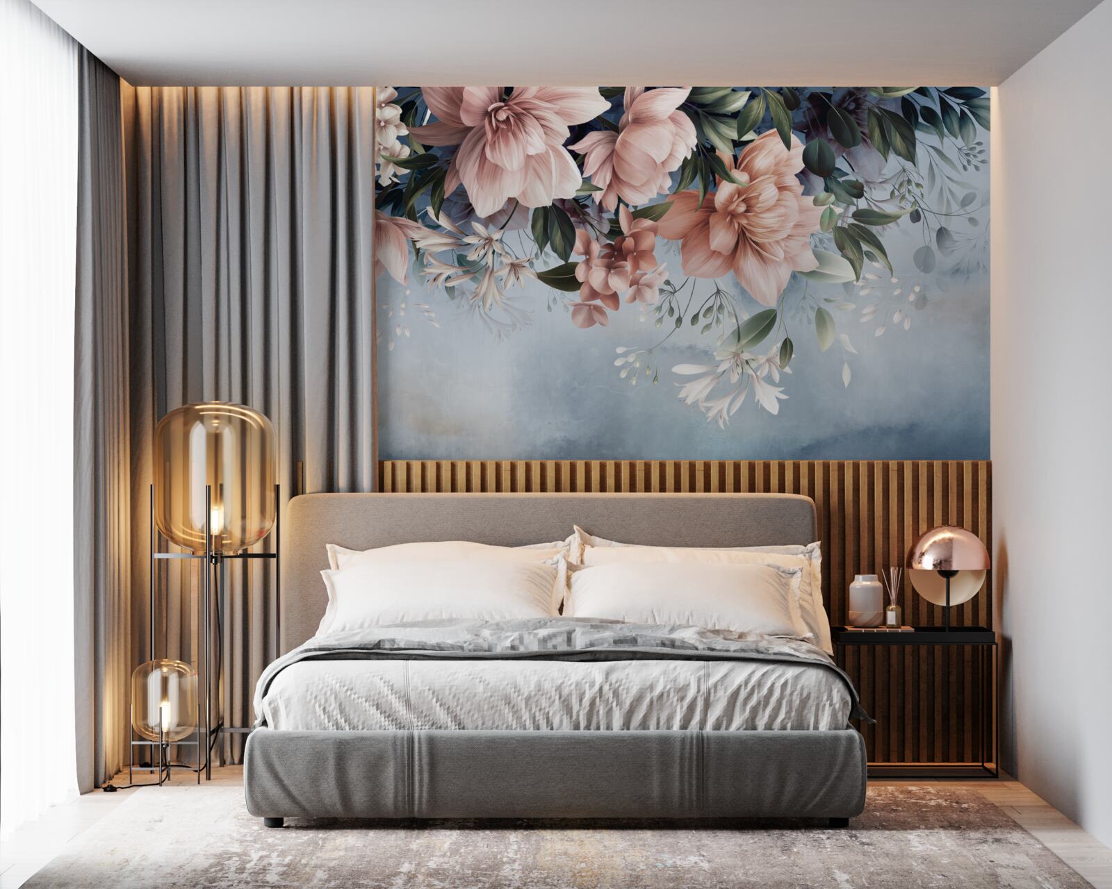 Fotobehang bloesemtakken vallen op het wateroppervlak