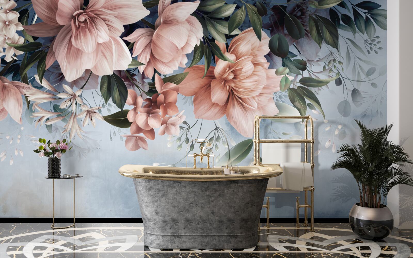 Fotobehang bloesemtakken vallen op het wateroppervlak