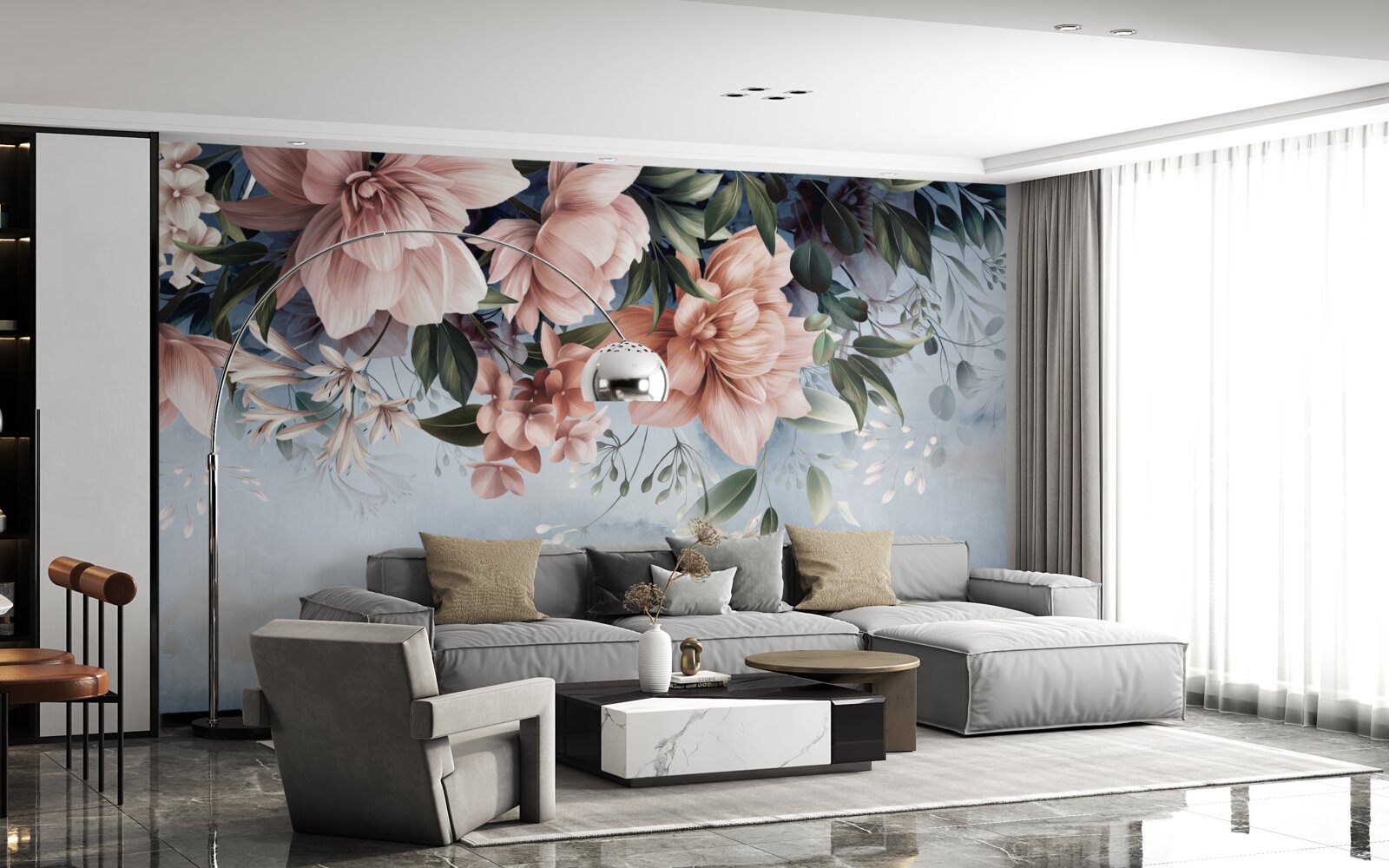 Fotobehang bloesemtakken vallen op het wateroppervlak