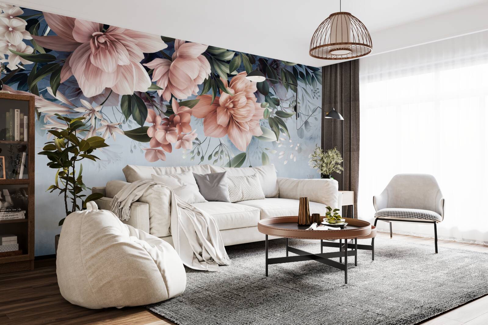 Fotobehang bloesemtakken vallen op het wateroppervlak