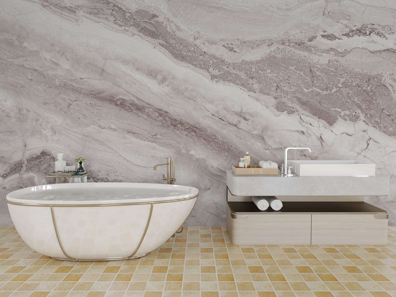 Fotobehang lichtbruin marmer