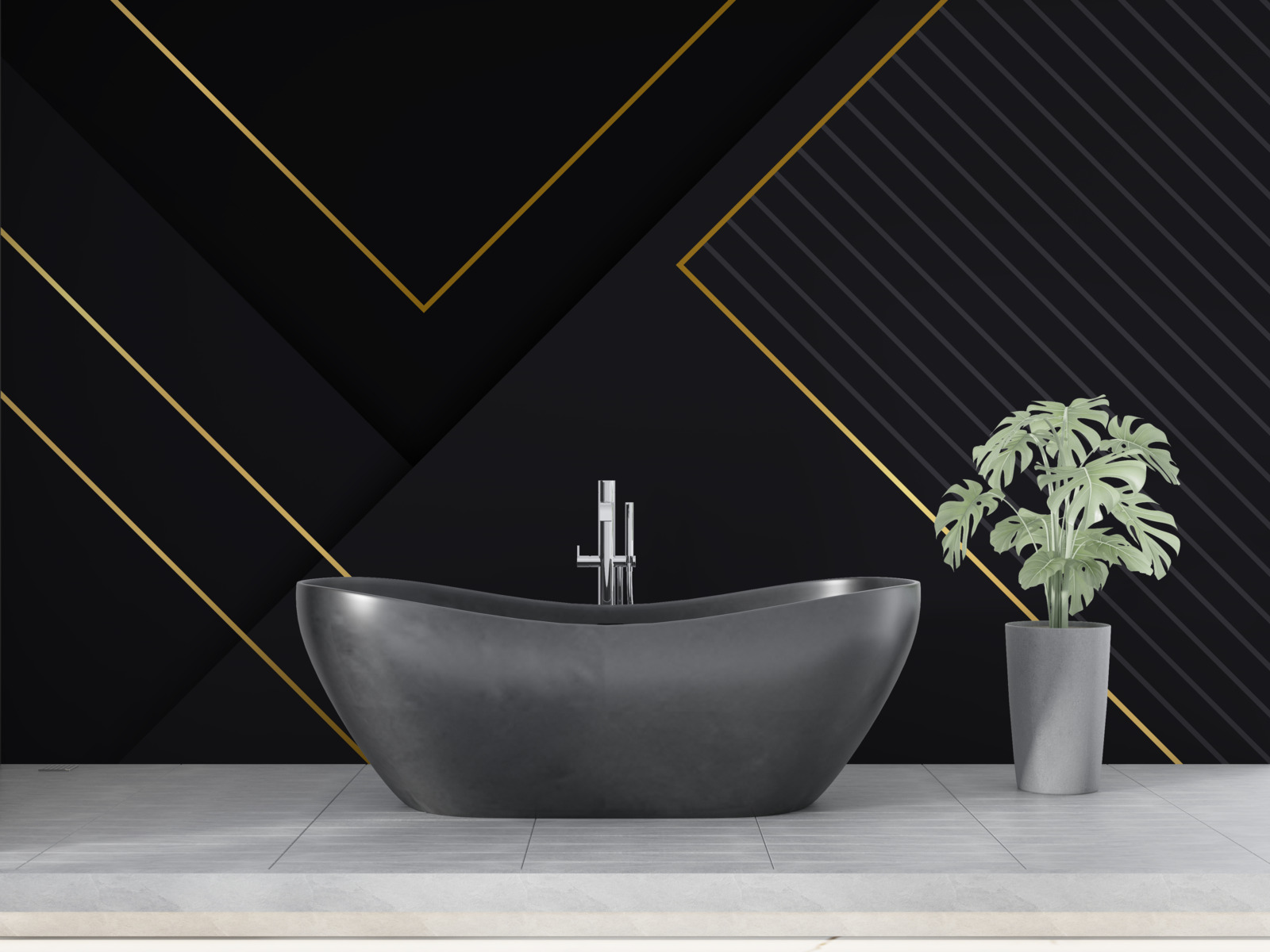 Fotobehang goudkleurige rechthoeken met een zwarte kern