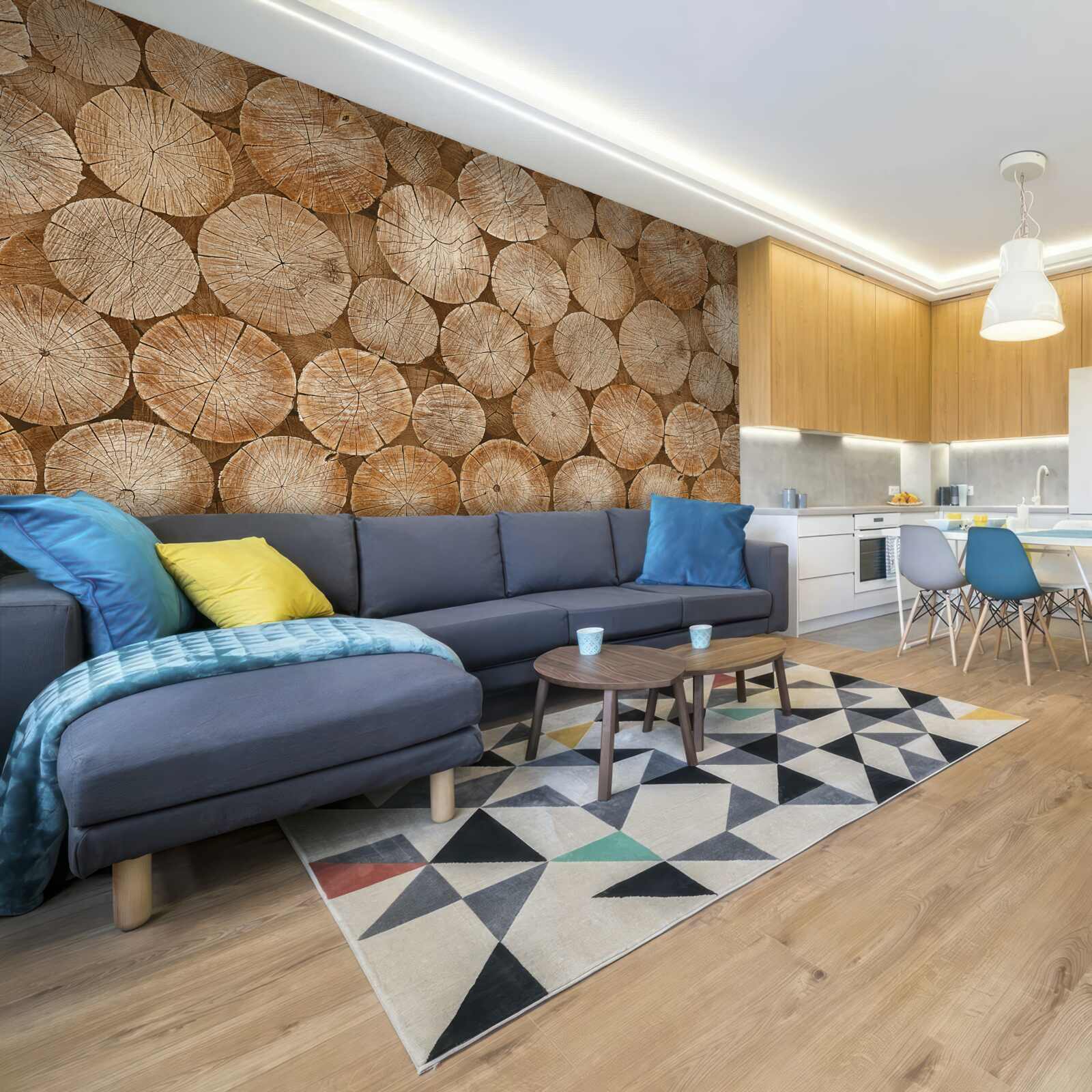 Fotobehang stapel geoogst brandhout