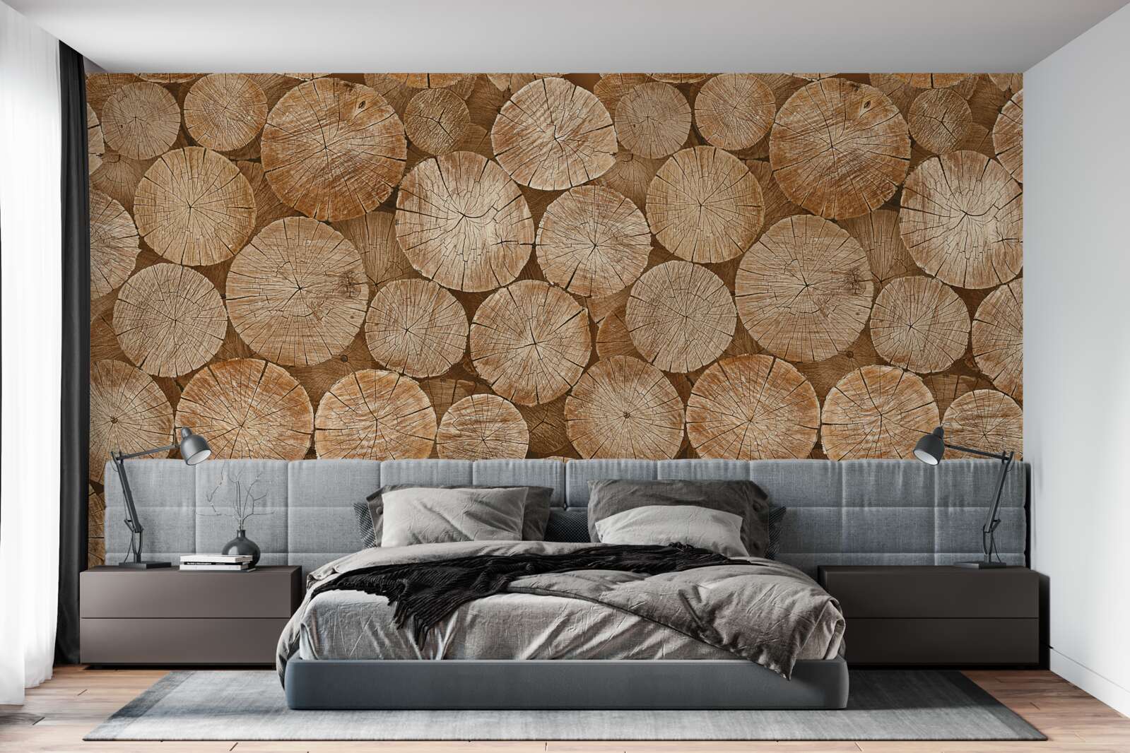 Fotobehang stapel geoogst brandhout