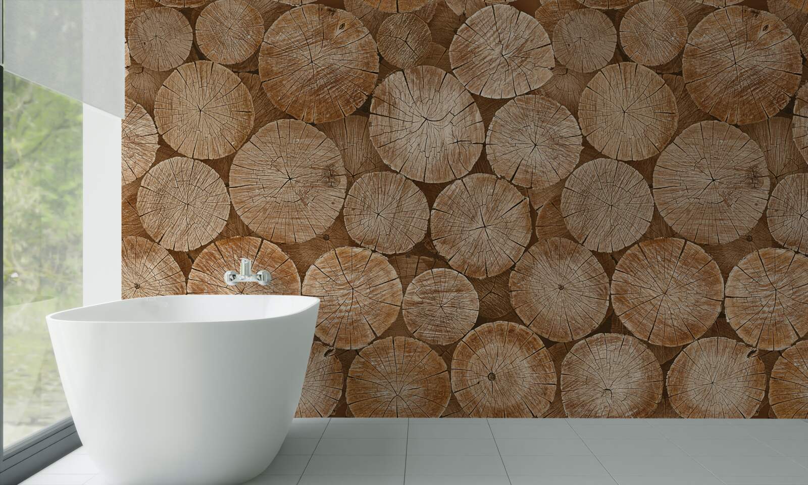 Fotobehang stapel geoogst brandhout