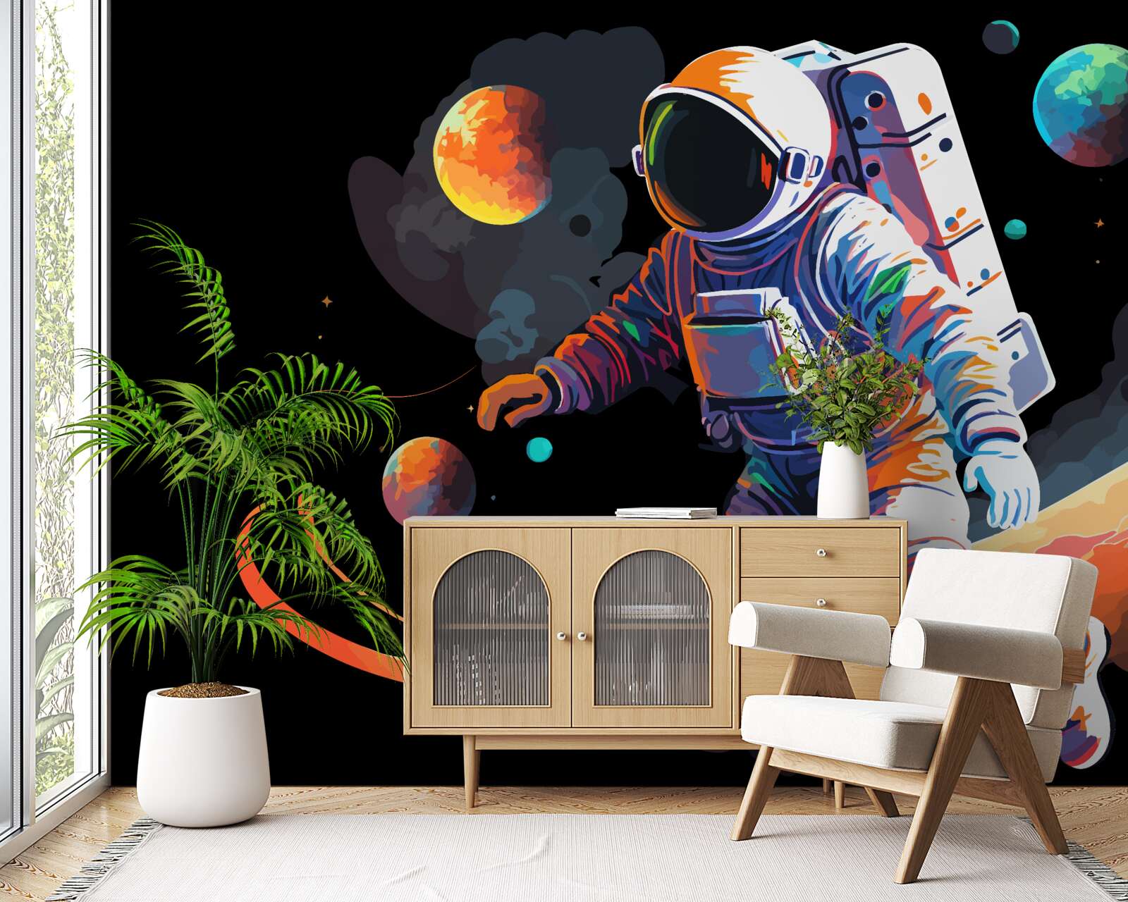 Fotobehang astronaut in het heelal