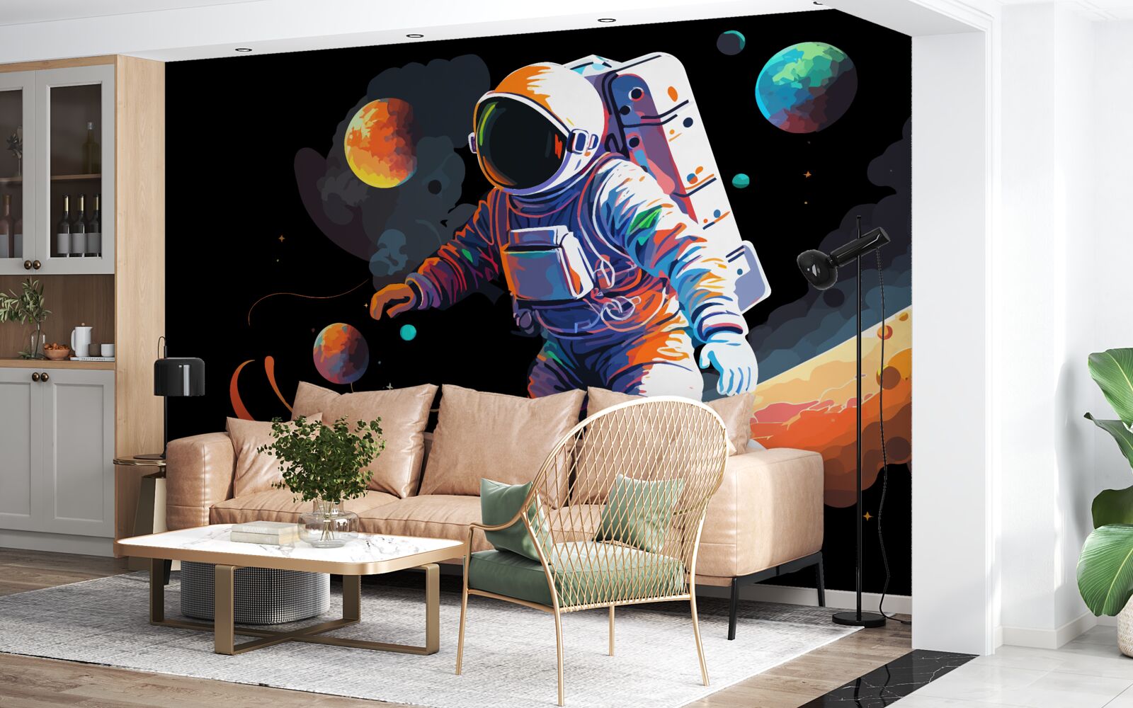 Fotobehang astronaut in het heelal