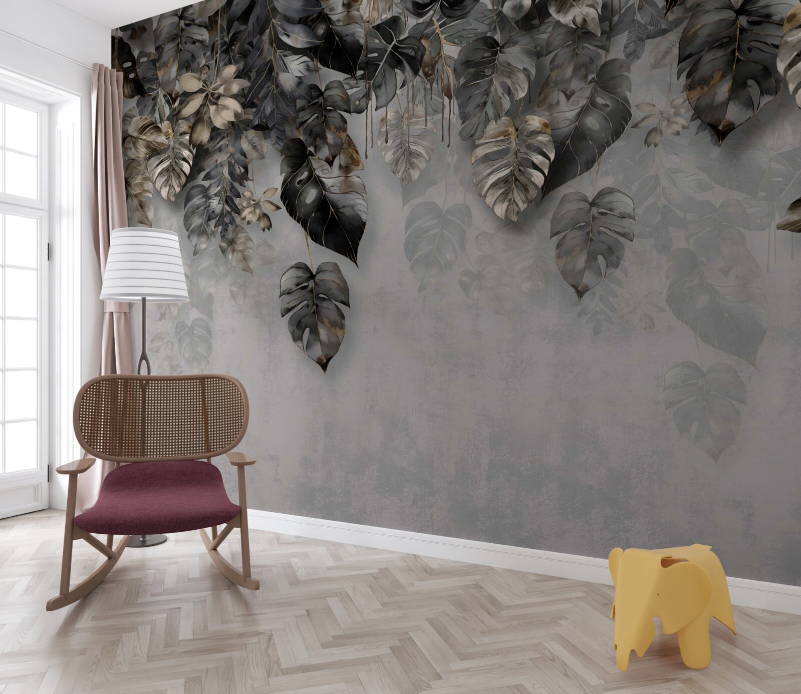 Fotobehang hangende donkere tropische bladeren