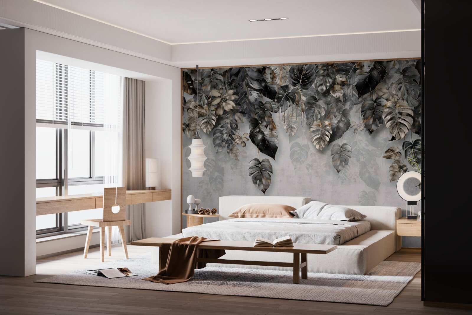 Fotobehang hangende donkere tropische bladeren