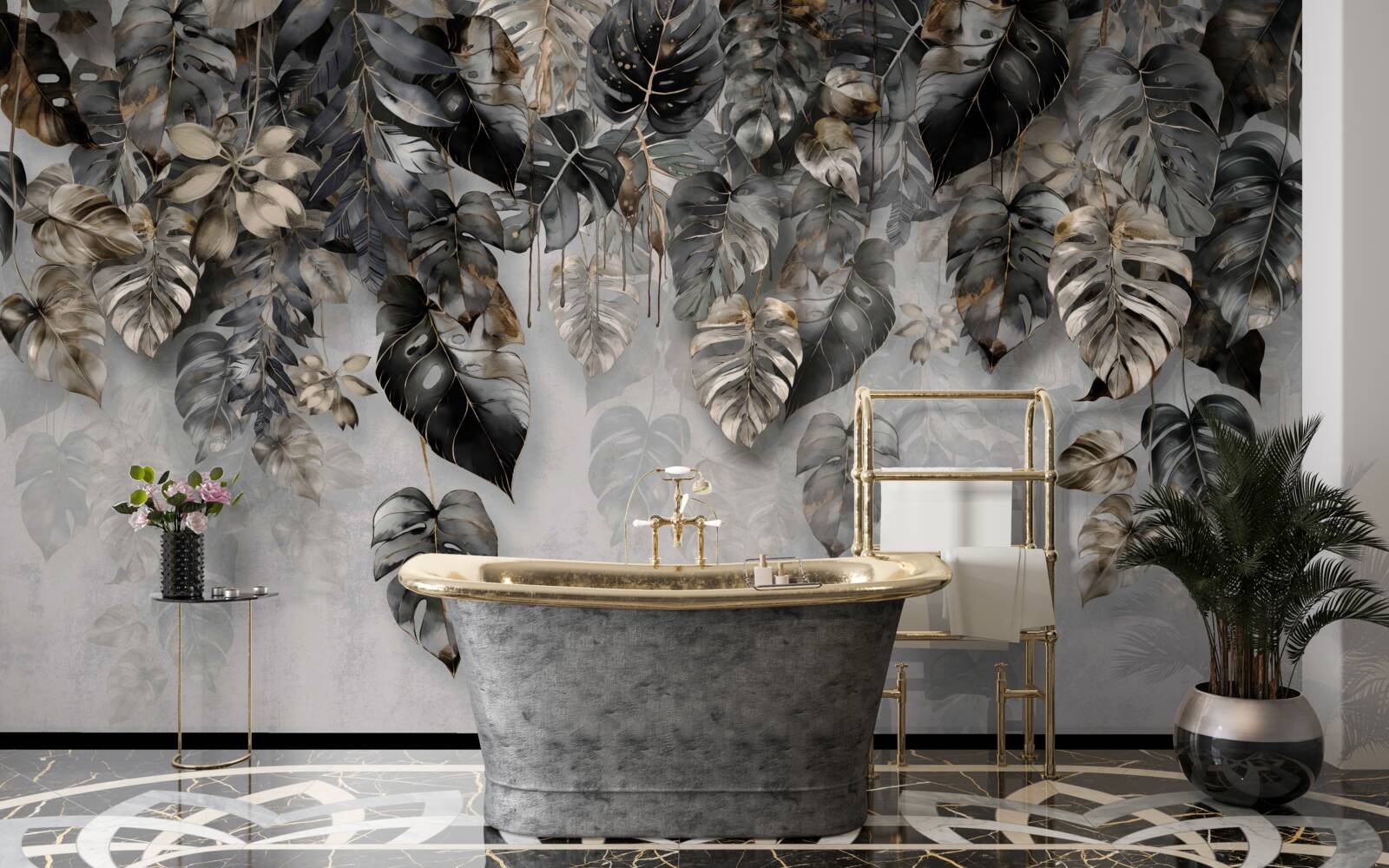 Fotobehang hangende donkere tropische bladeren