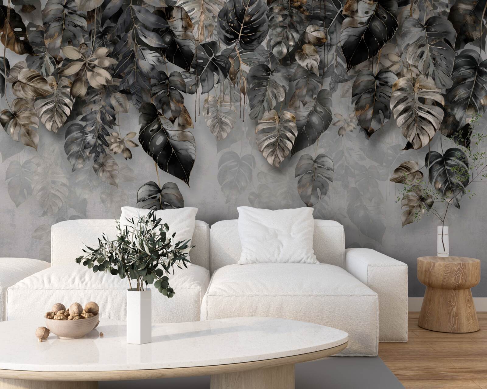 Fotobehang hangende donkere tropische bladeren