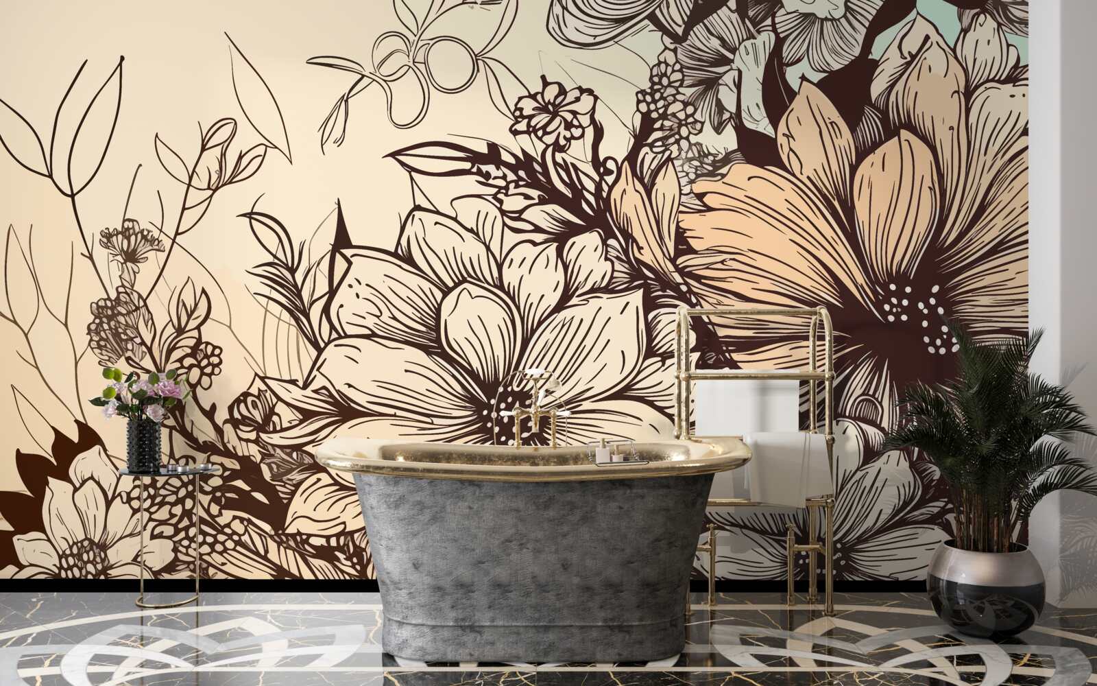 Fotobehang tropische bloemen vol kleur