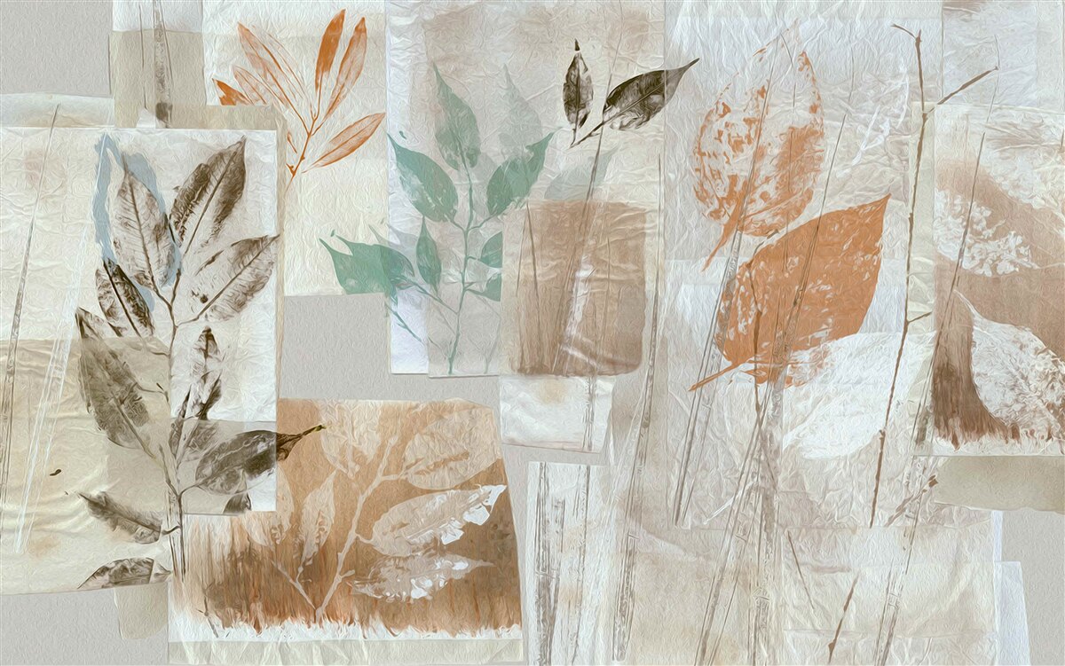 Fotobehang bloemen en bladeren onthullen met verf