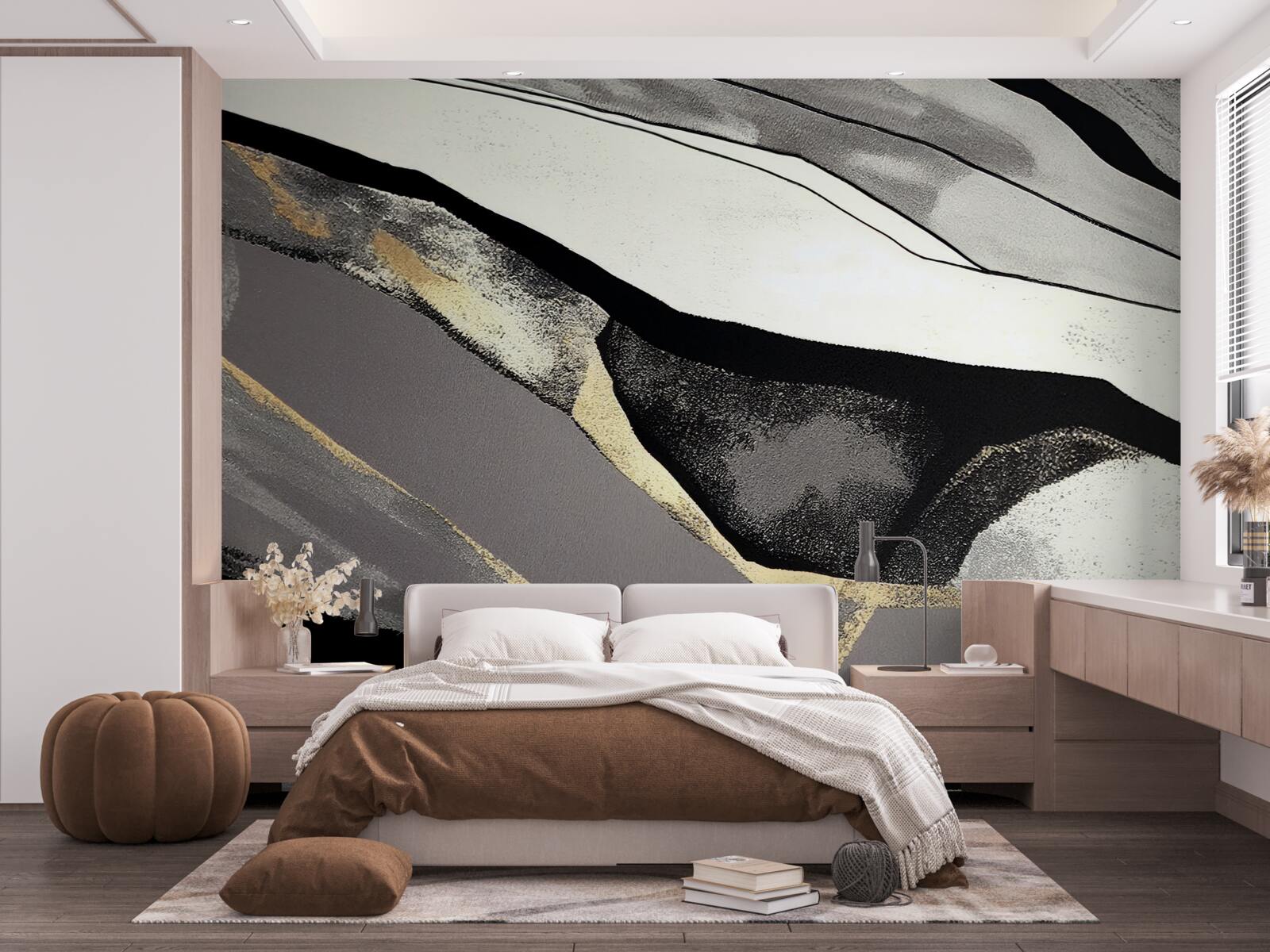 Fotobehang weerbarstige bergtoppen, gehuld in zwart