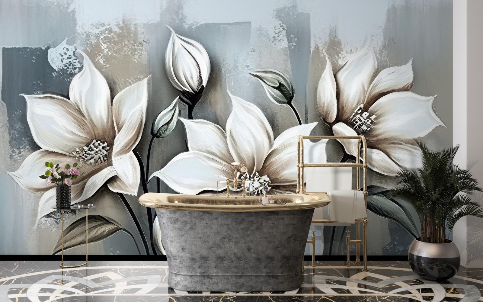 Fotobehang het boeket bevat witte bloemen