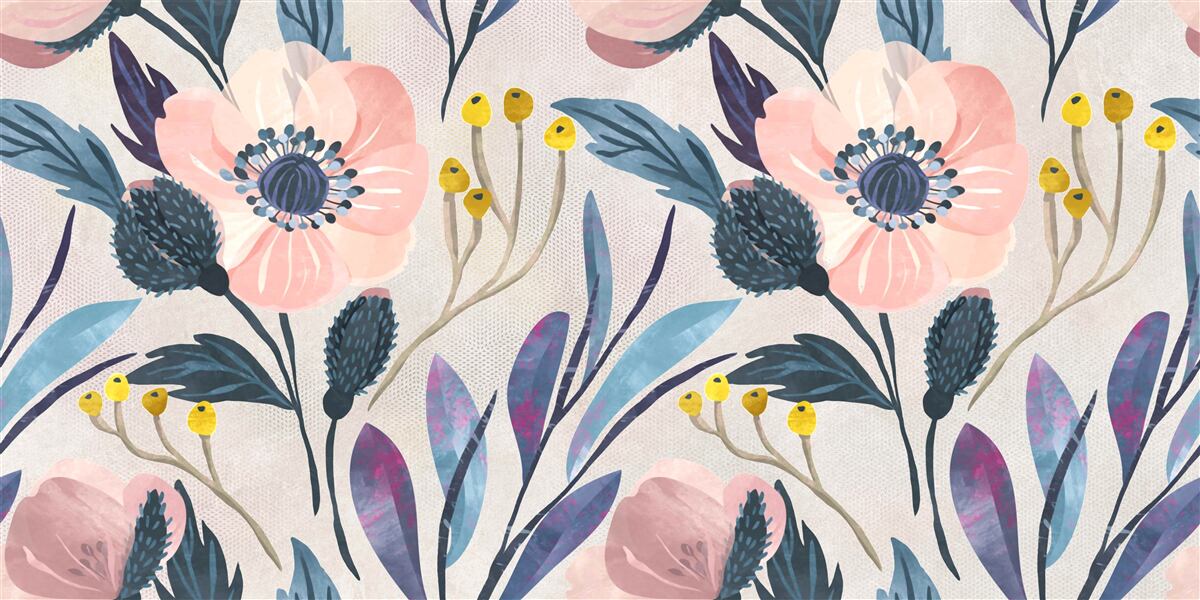 Fotobehang roze klaprozen tussen de bladeren