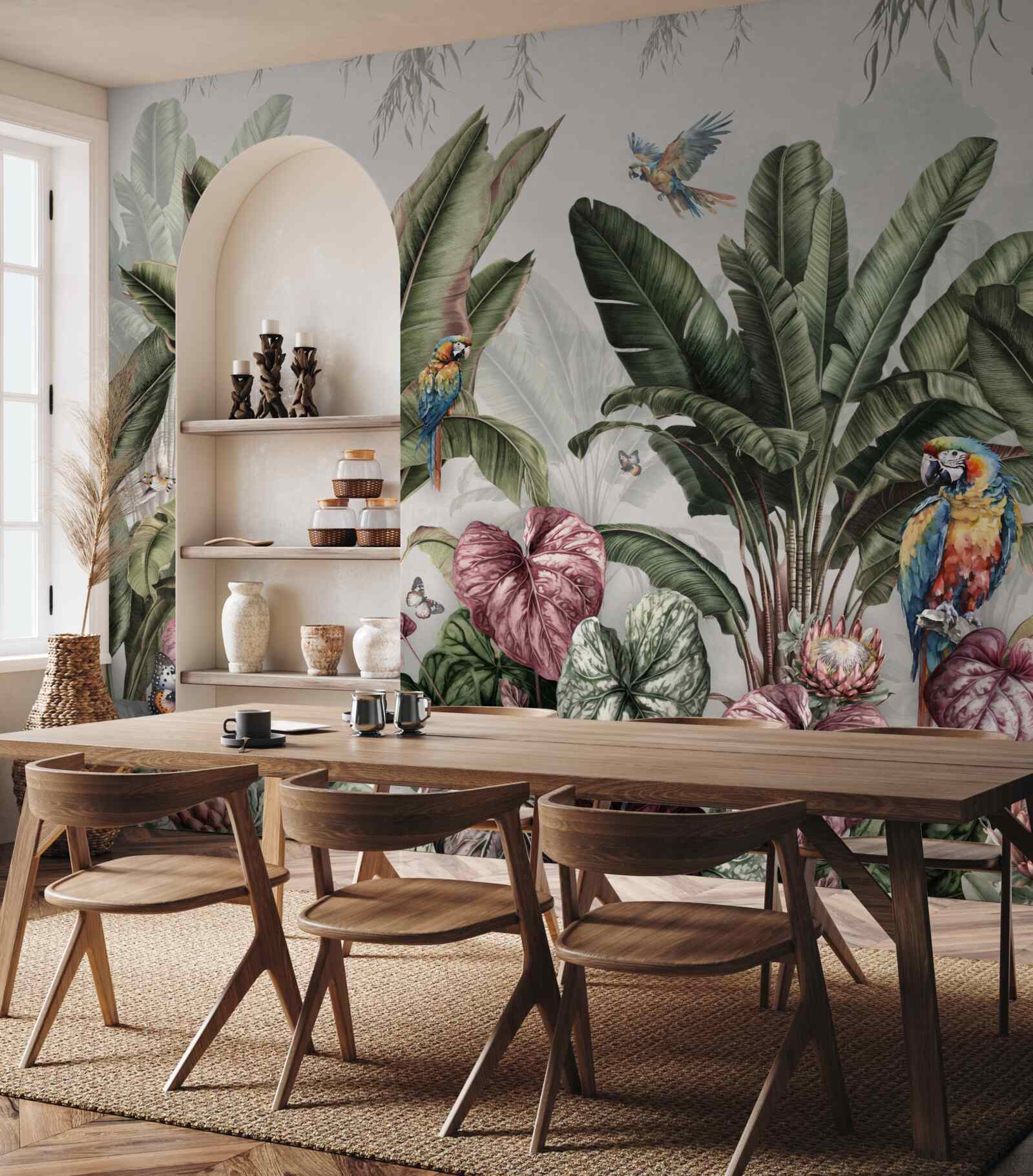 Fotobehang de beste groenten in de jungle en de papegaai