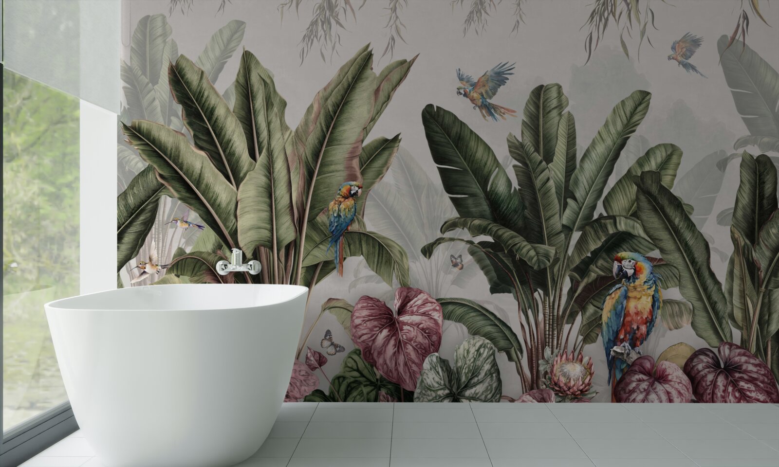 Fotobehang de beste groenten in de jungle en de papegaai